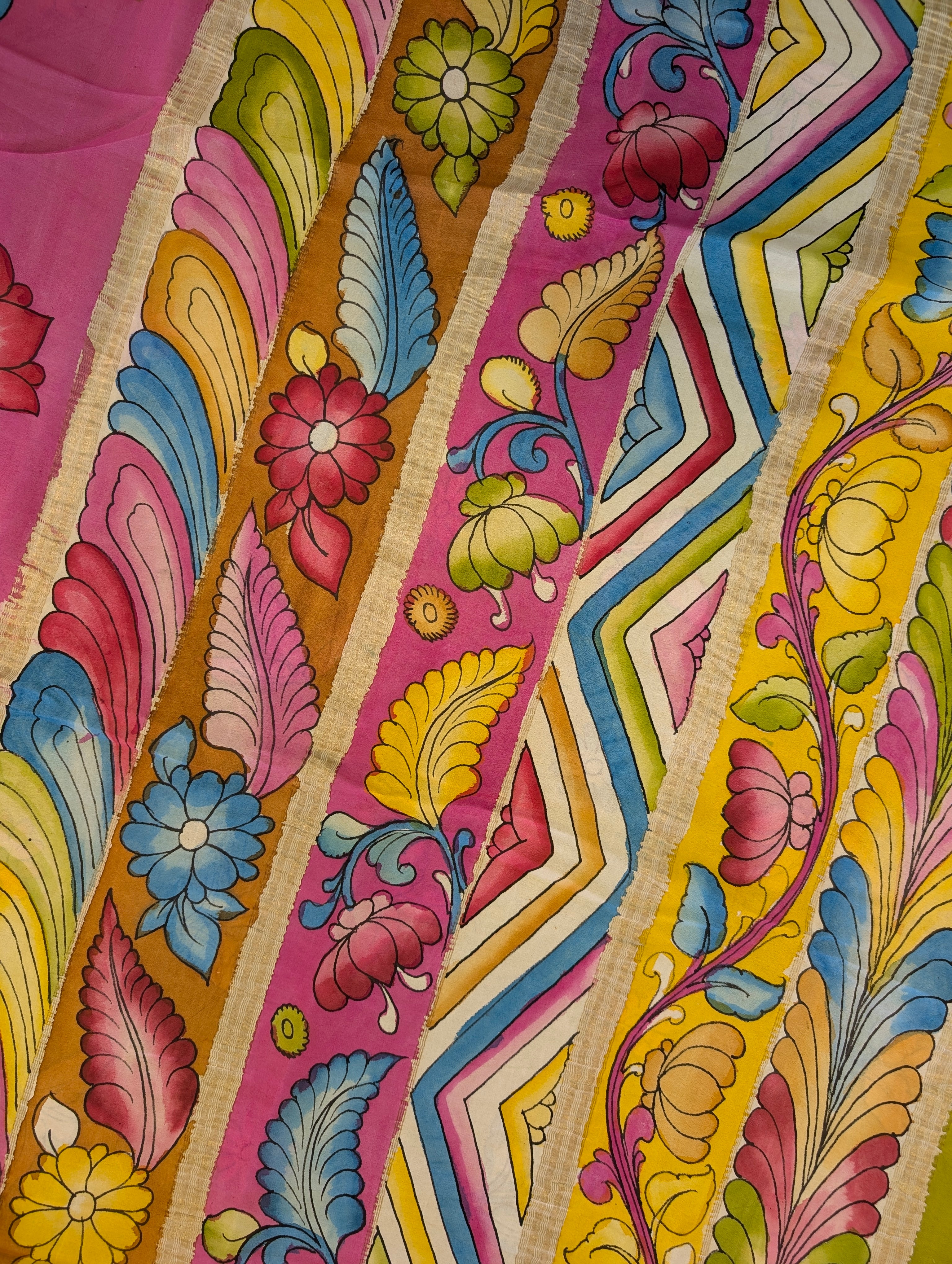 Pure Mysore Silk Crepe – Pink Garden Fantasy