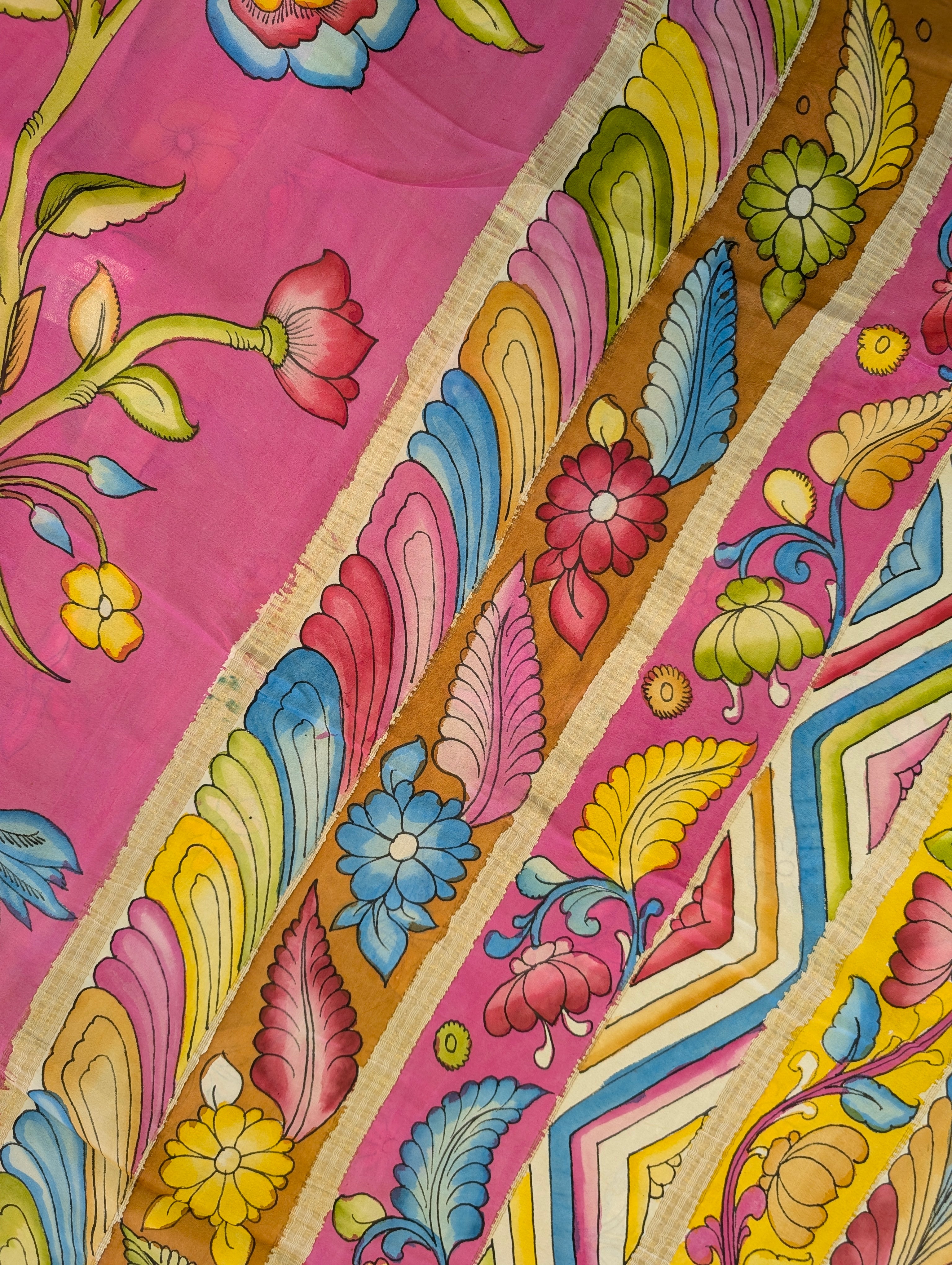 Pure Mysore Silk Crepe – Pink Garden Fantasy