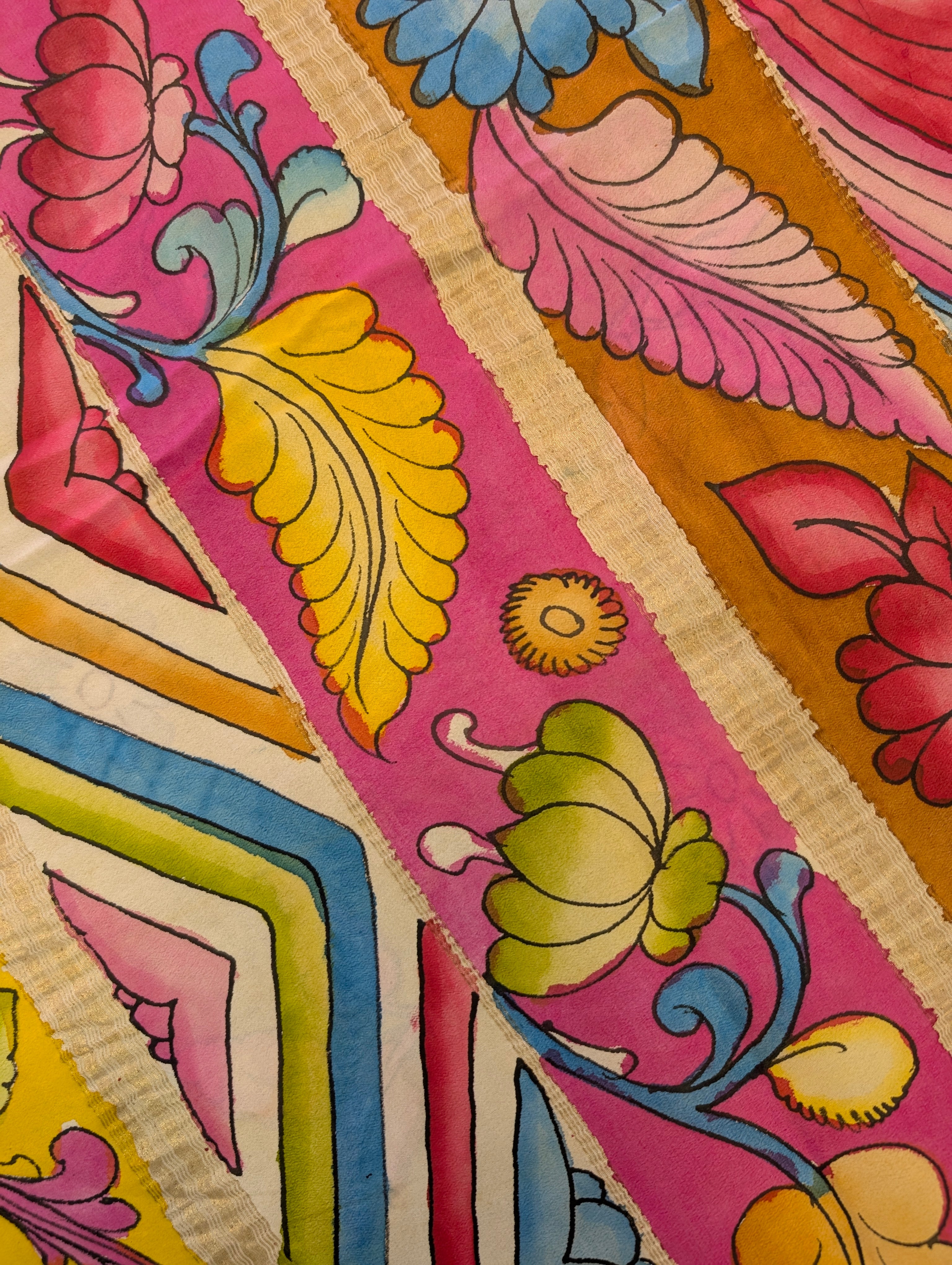 Pure Mysore Silk Crepe – Pink Garden Fantasy