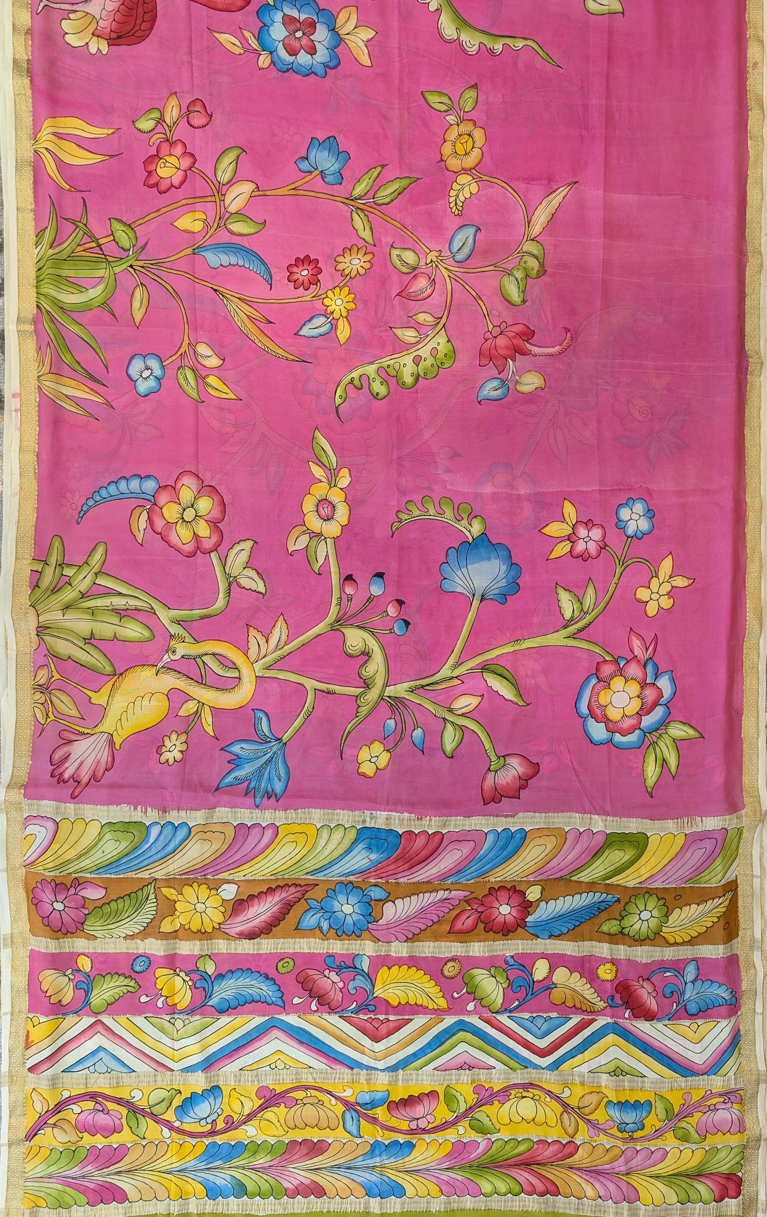 Pure Mysore Silk Crepe – Pink Garden Fantasy