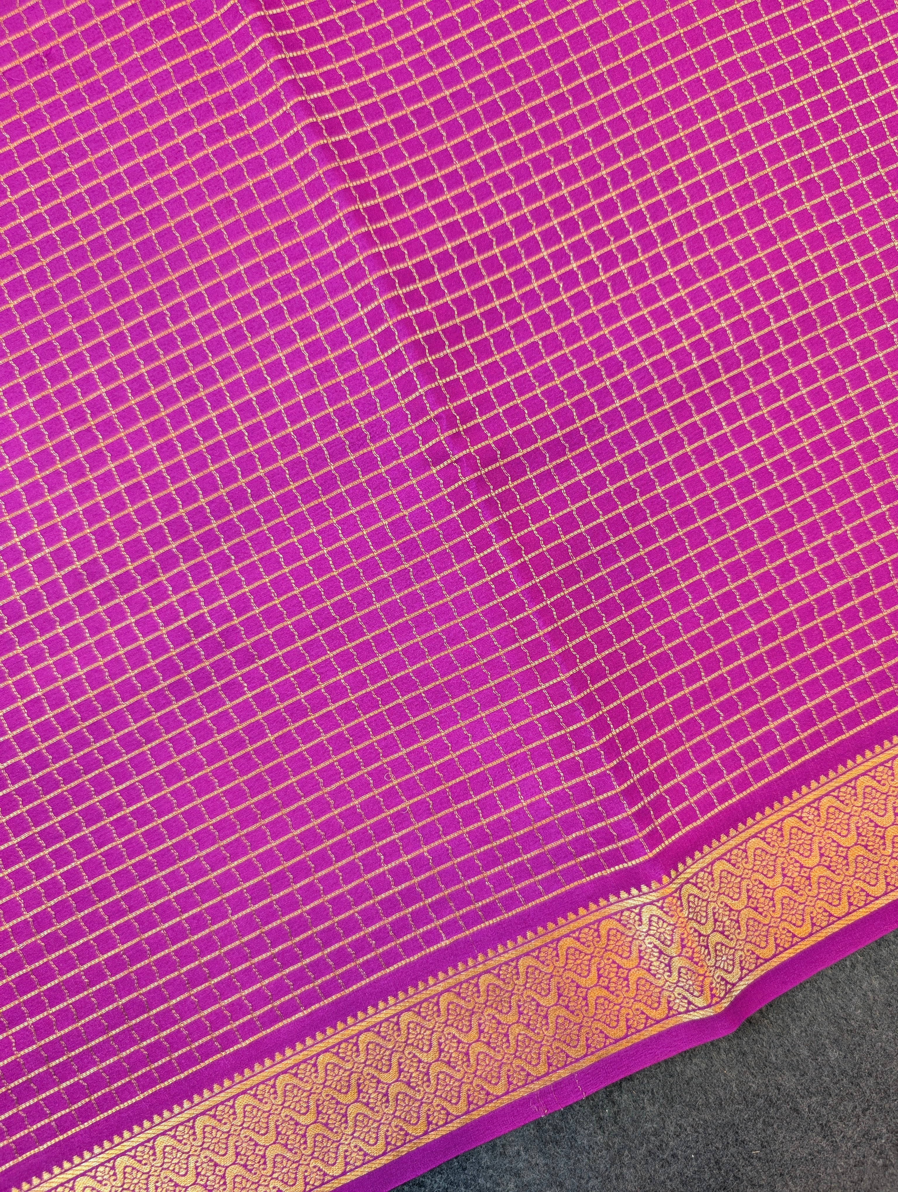 Pure Mysore Silk Crepe X Bandhani - Magenta Pink