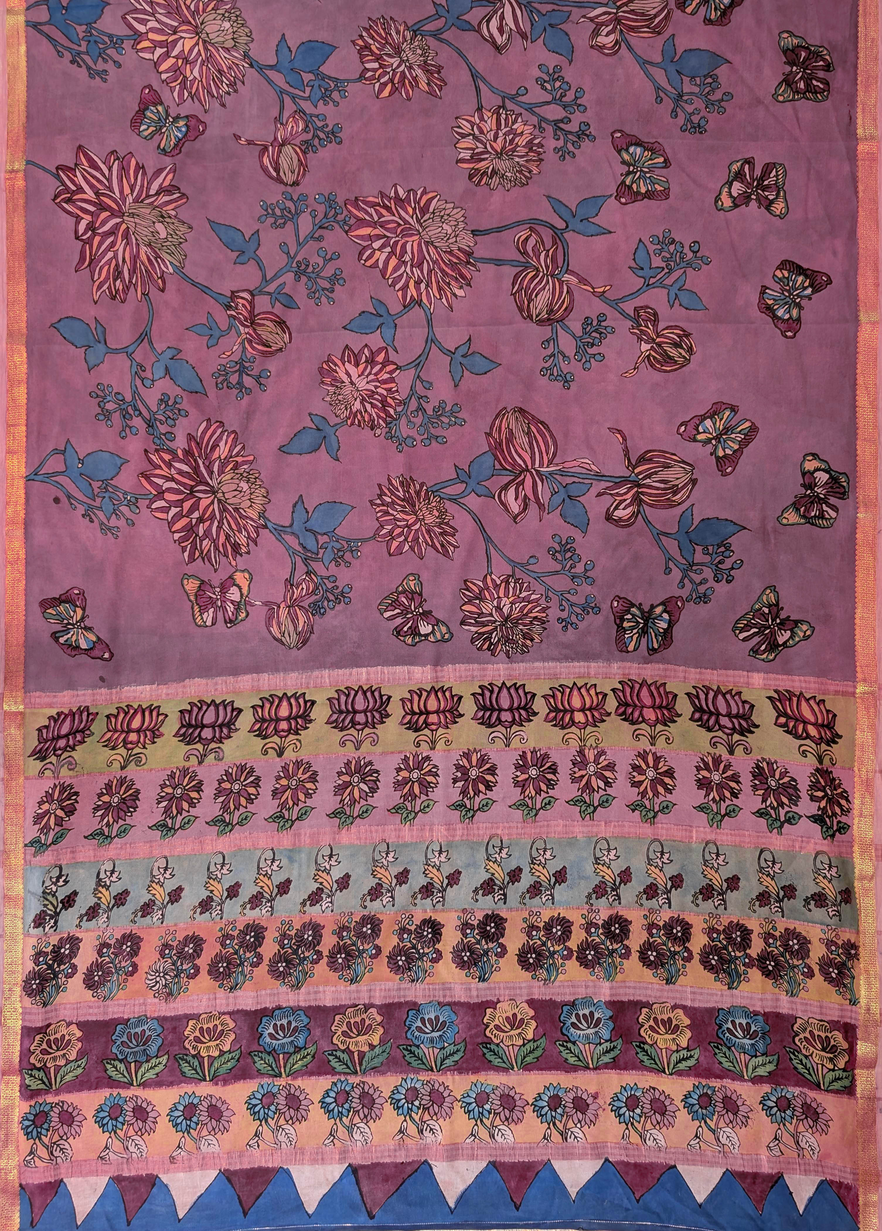 Pure Mysore Silk Crepe X Pen Kalamkari - Dusty mauve