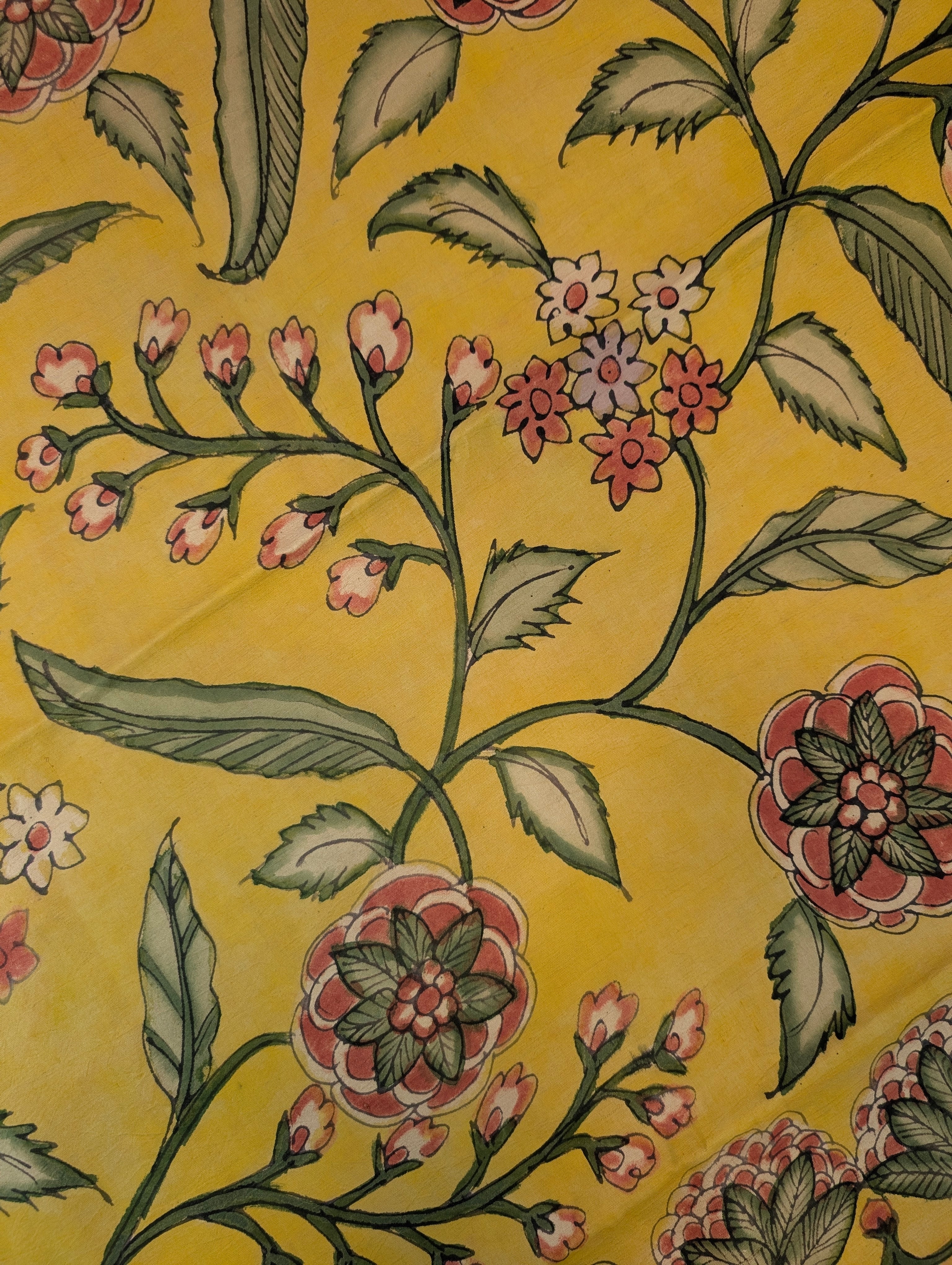 Pure Handloom Gadwal X Pen Kalamkari - Radiant yellow with red border