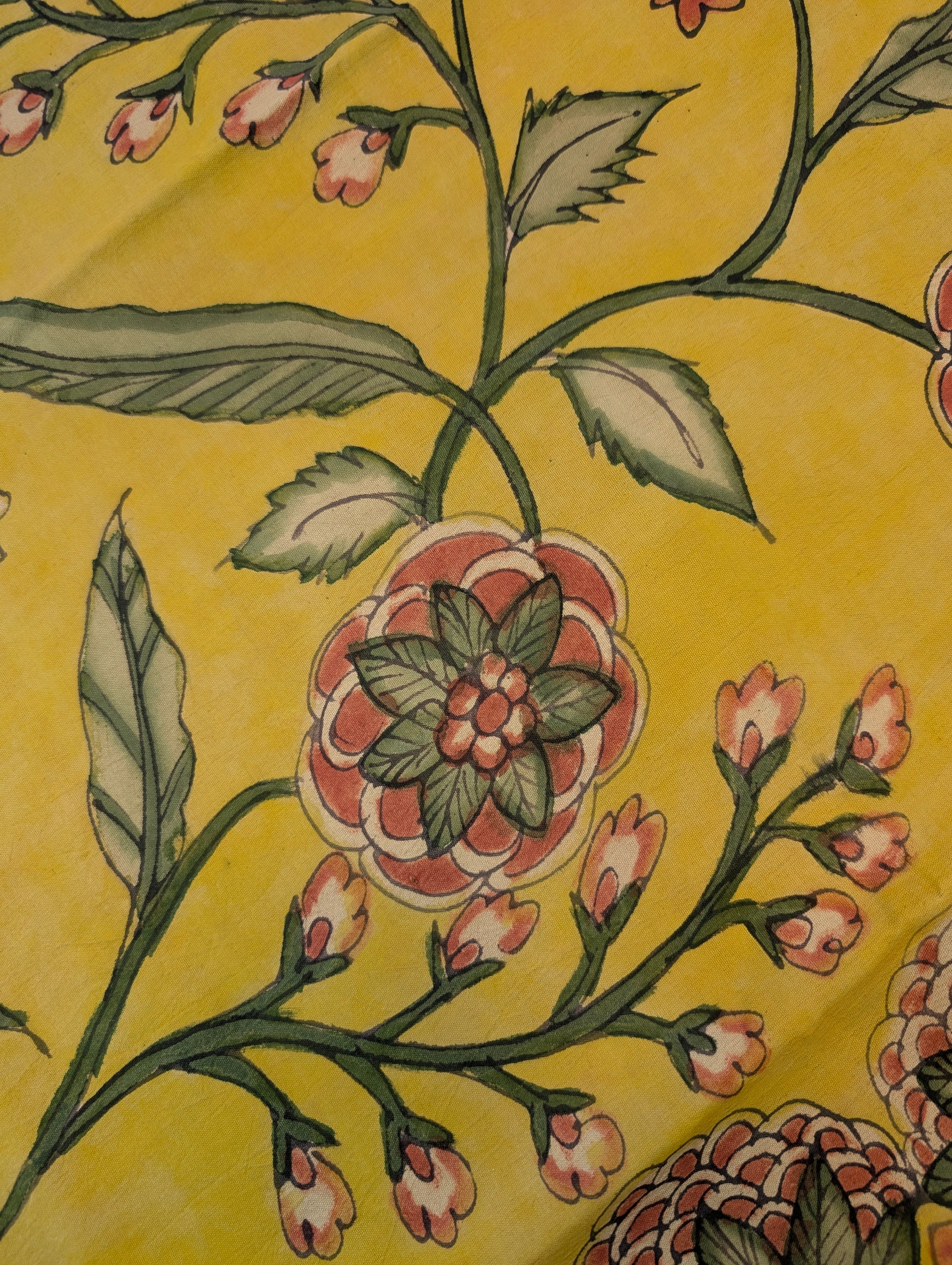 Pure Handloom Gadwal X Pen Kalamkari - Radiant yellow with red border