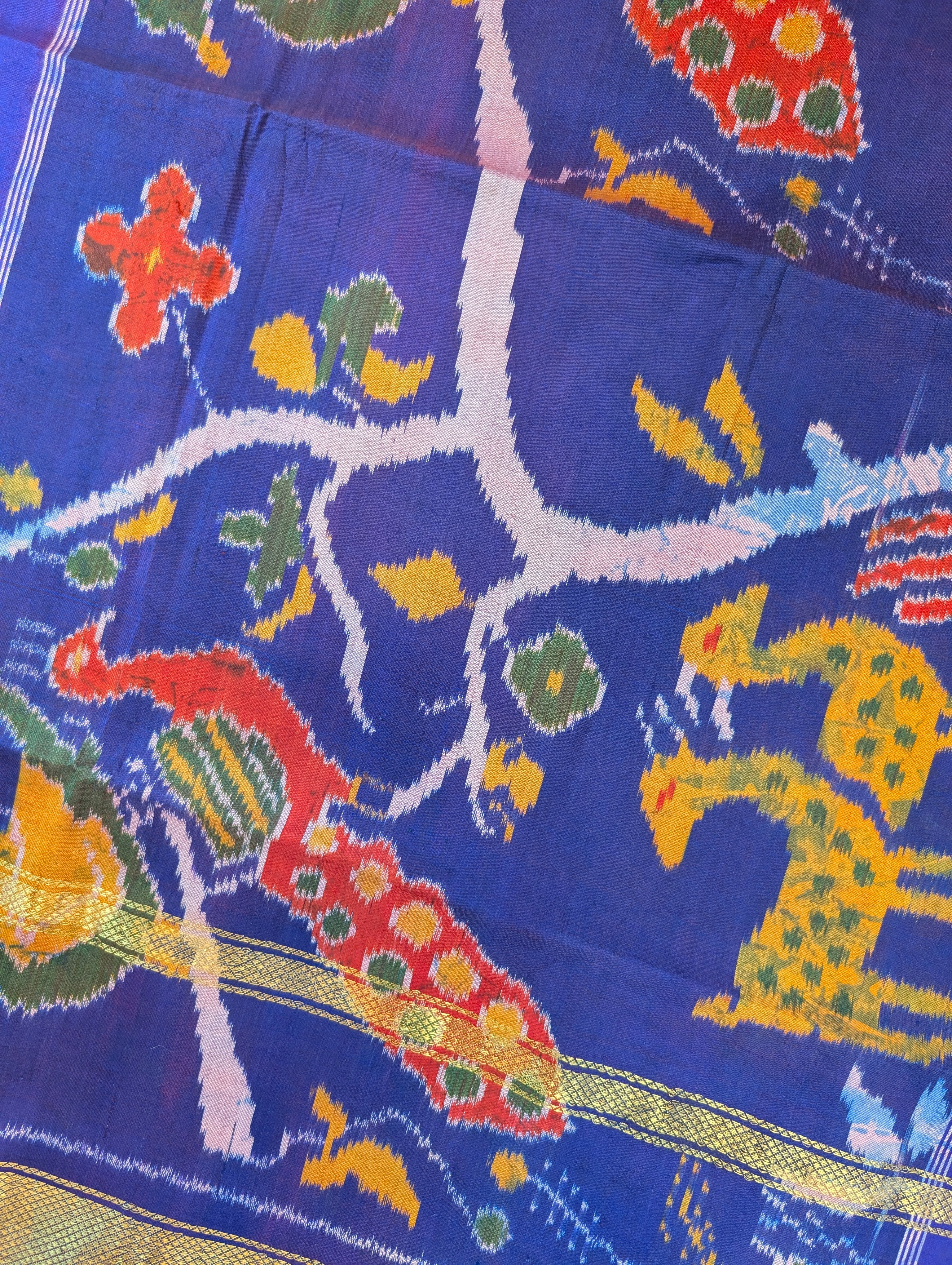 Pure Handloom Ikkat X Pen Kalamkari - Charcoal Grey