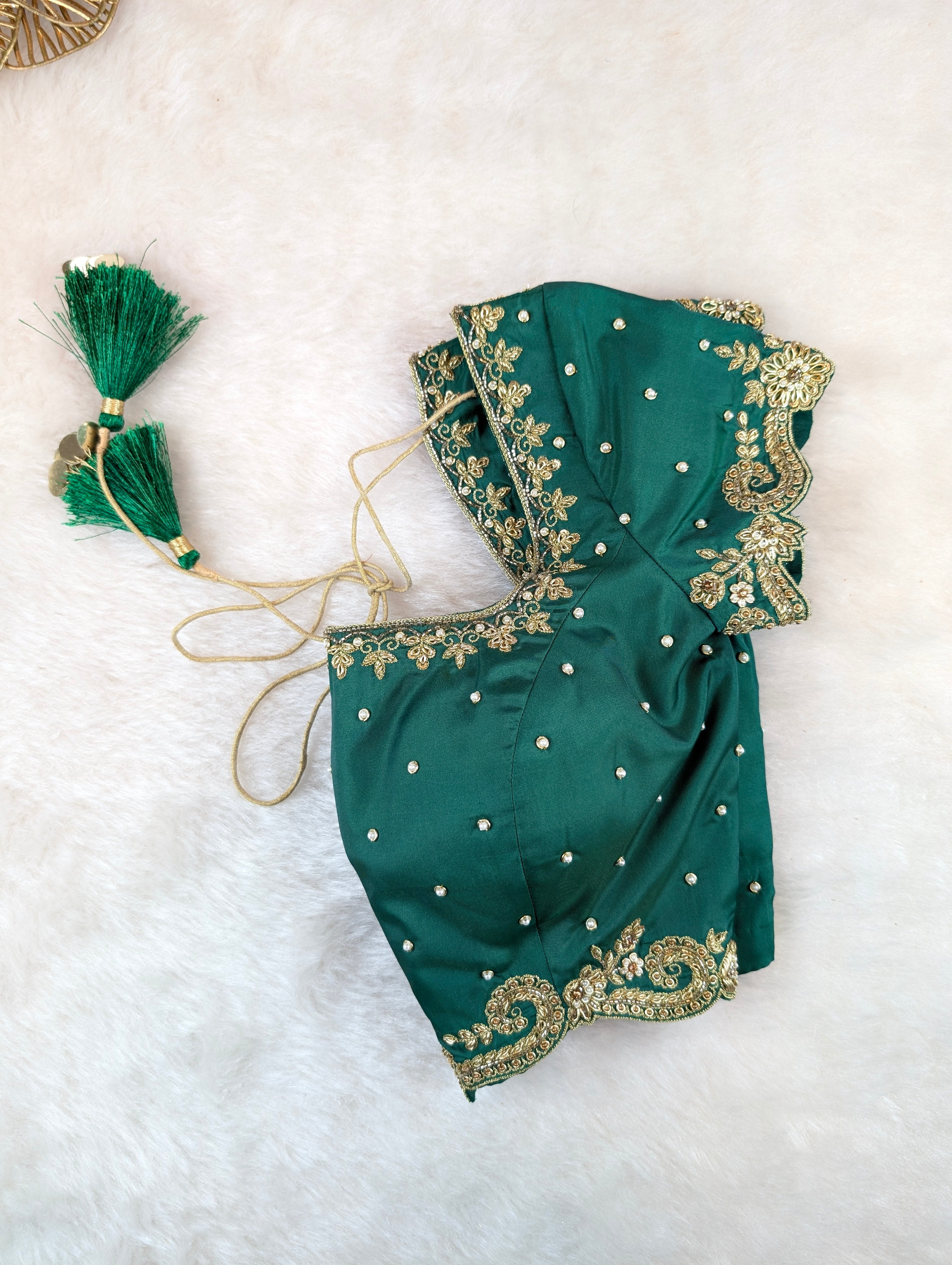 Emerald Green Embroidered Blouse