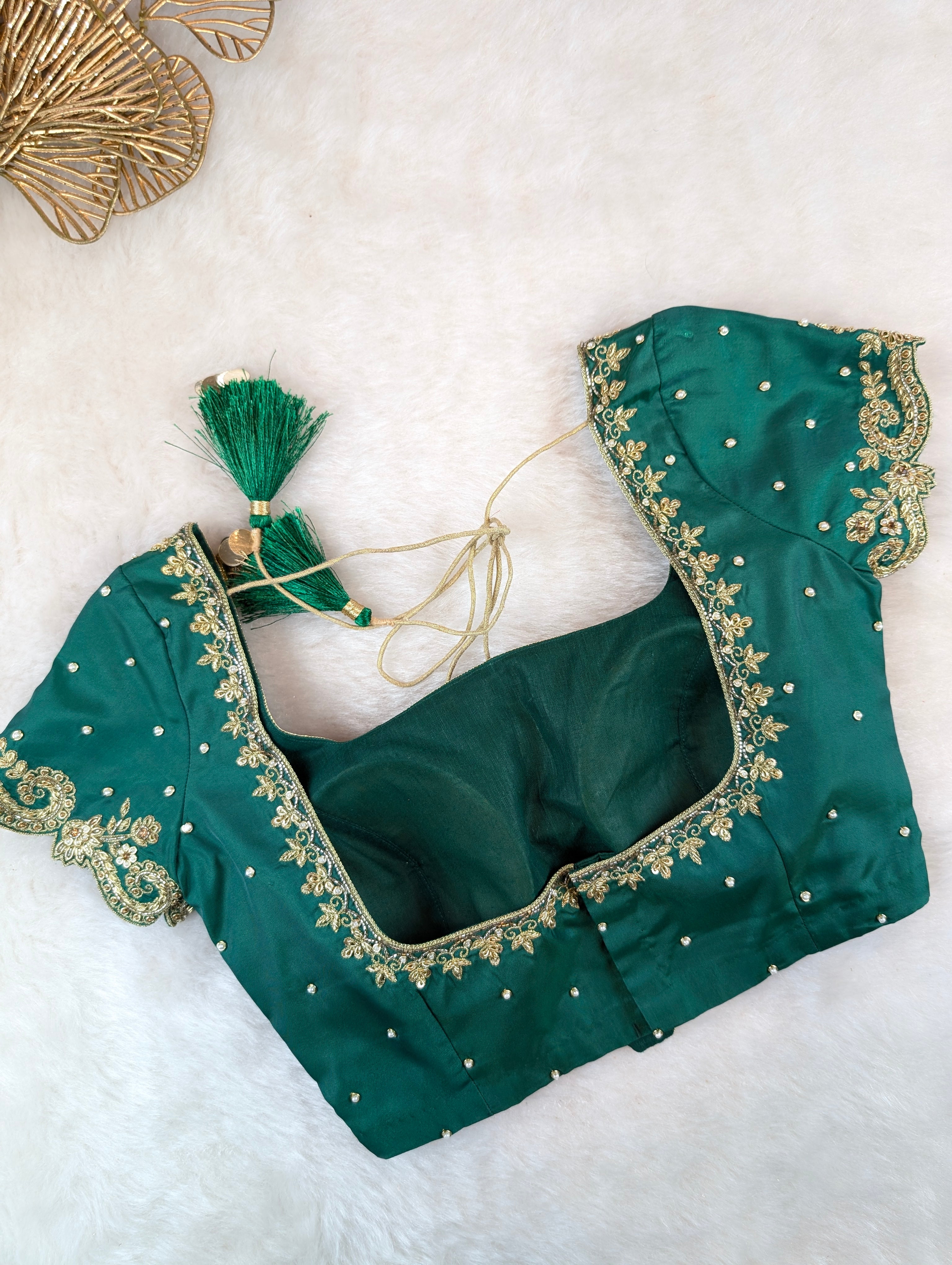 Emerald Green Embroidered Blouse
