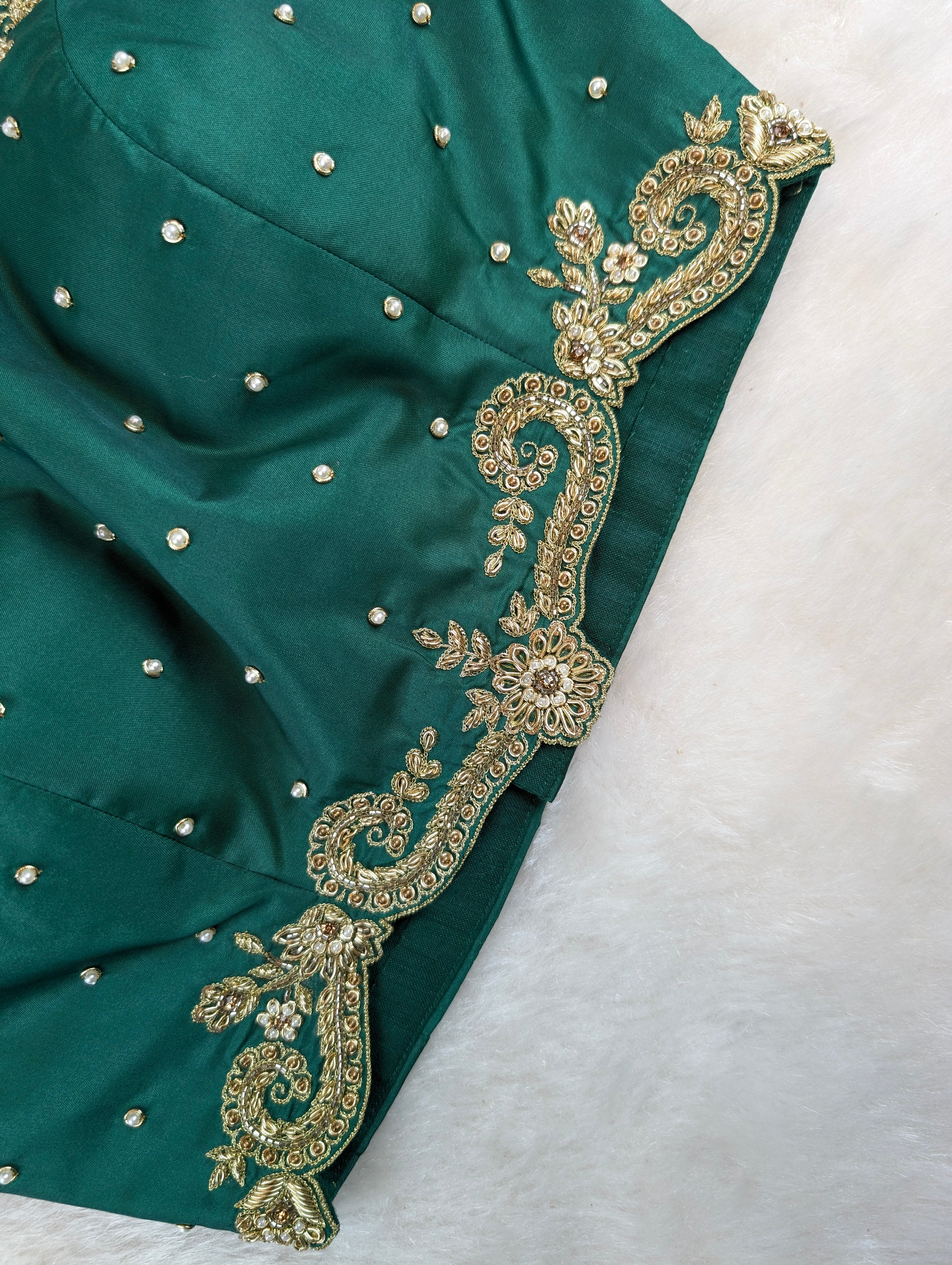 Emerald Green Embroidered Blouse