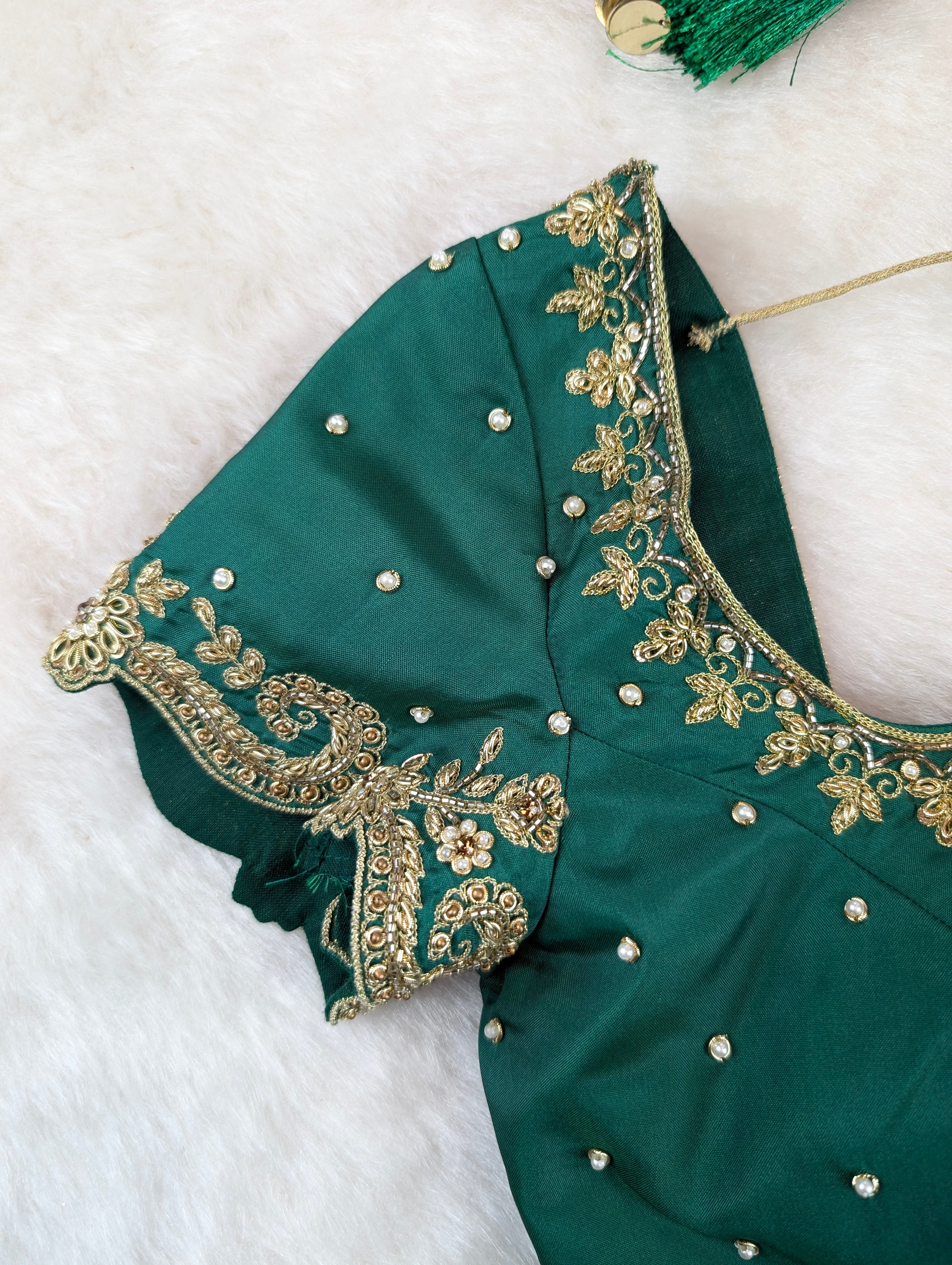 Emerald Green Embroidered Blouse