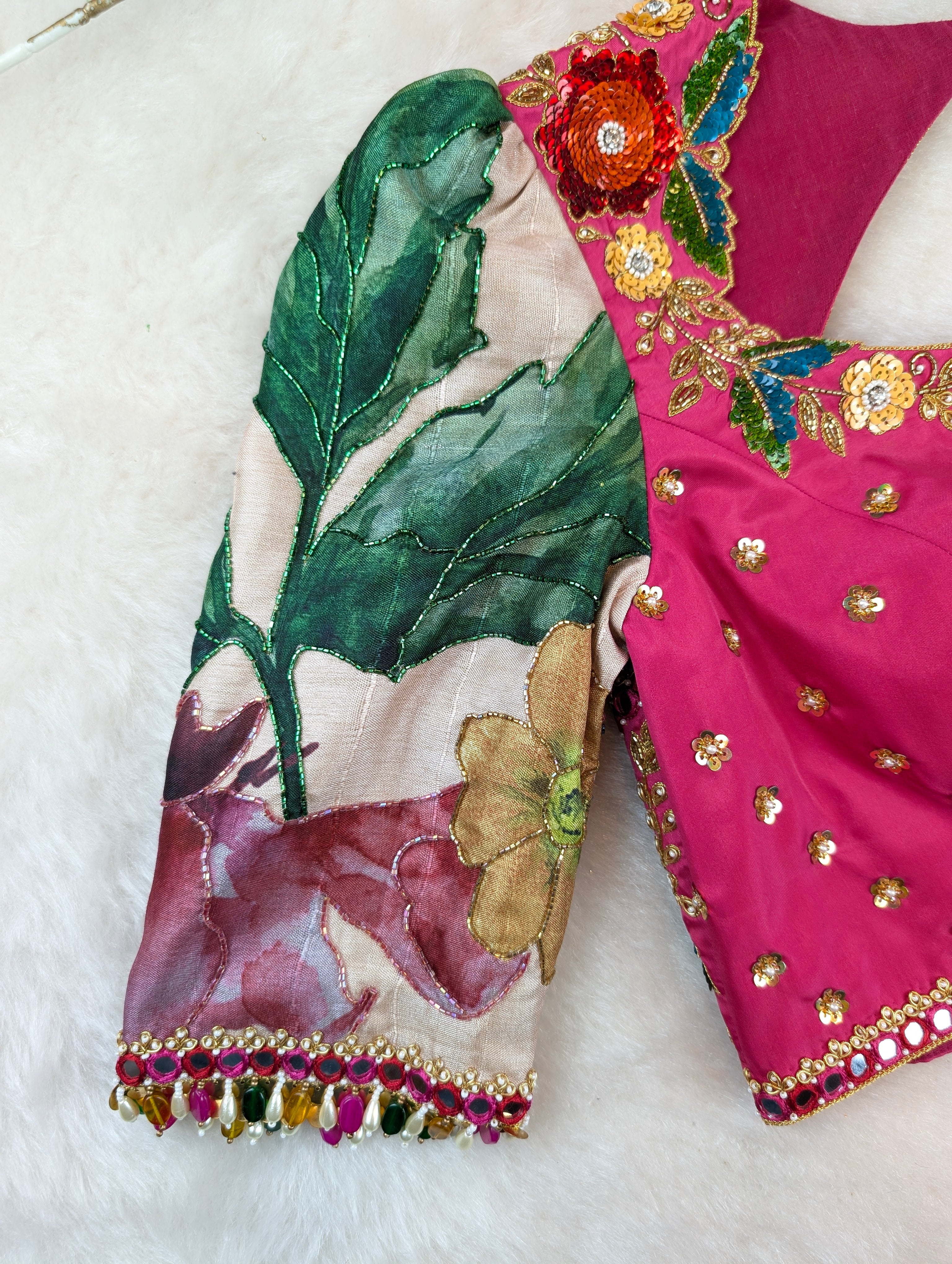 Rose Pink Floral Designer Blouse