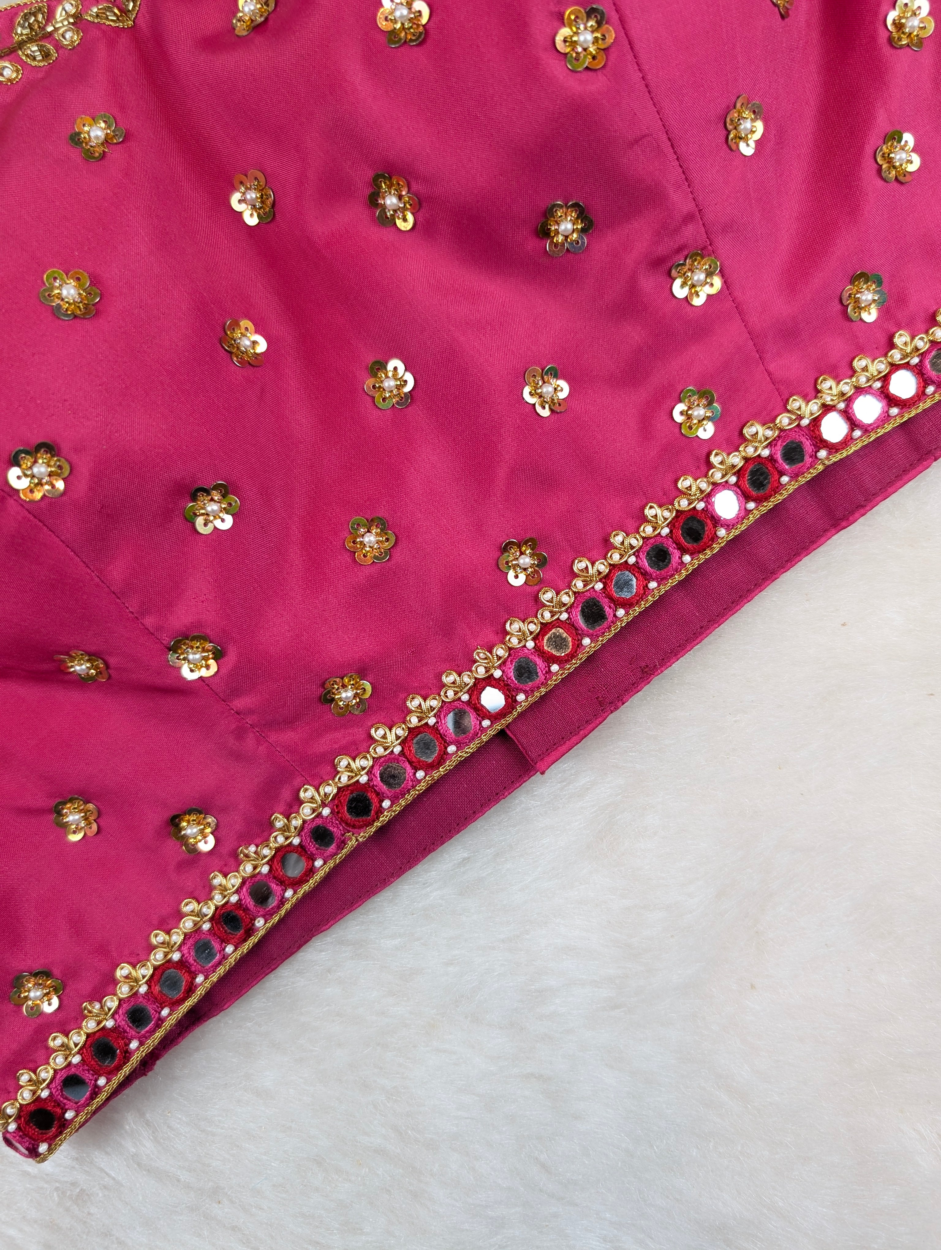 Rose Pink Floral Designer Blouse