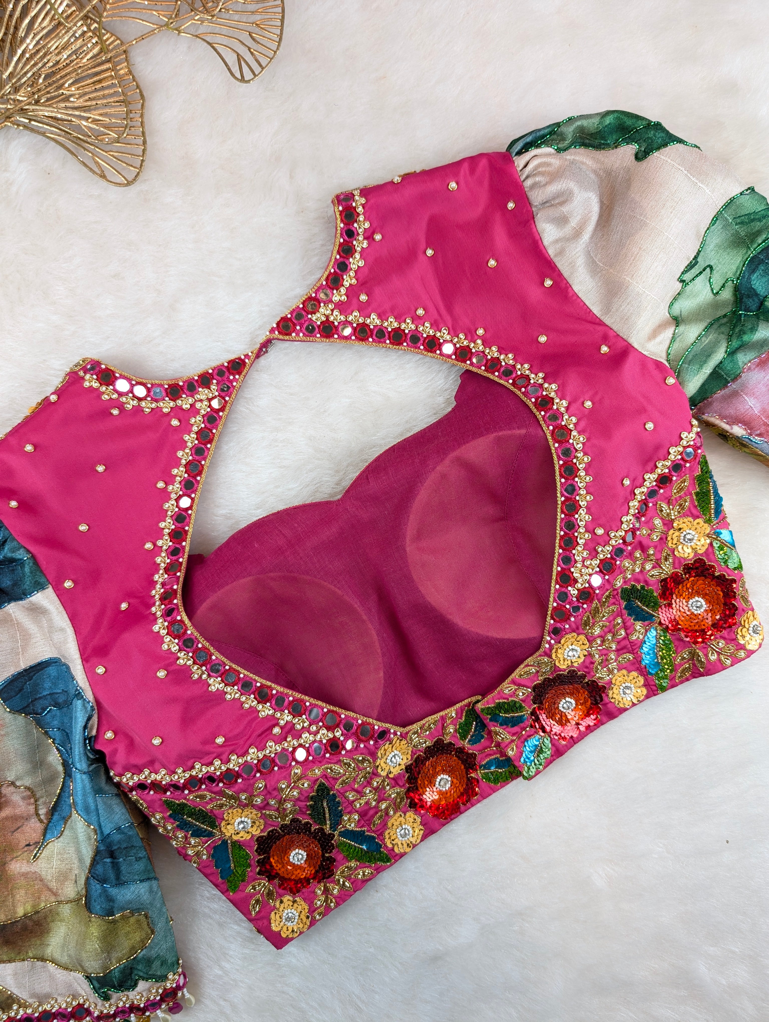 Rose Pink Floral Designer Blouse