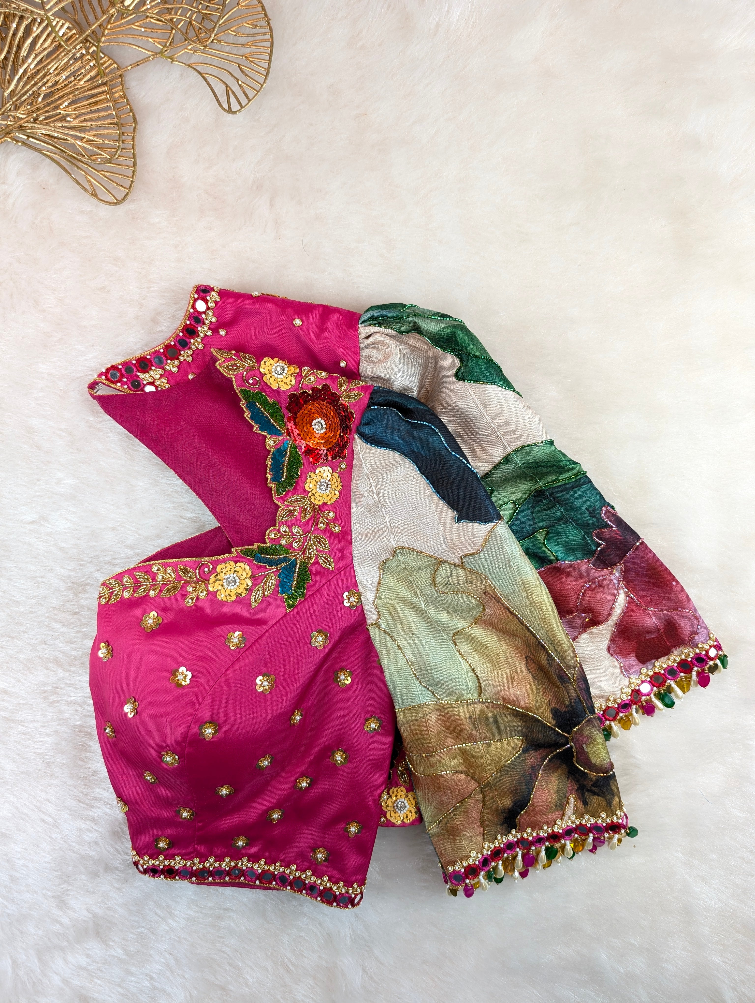 Rose Pink Floral Designer Blouse