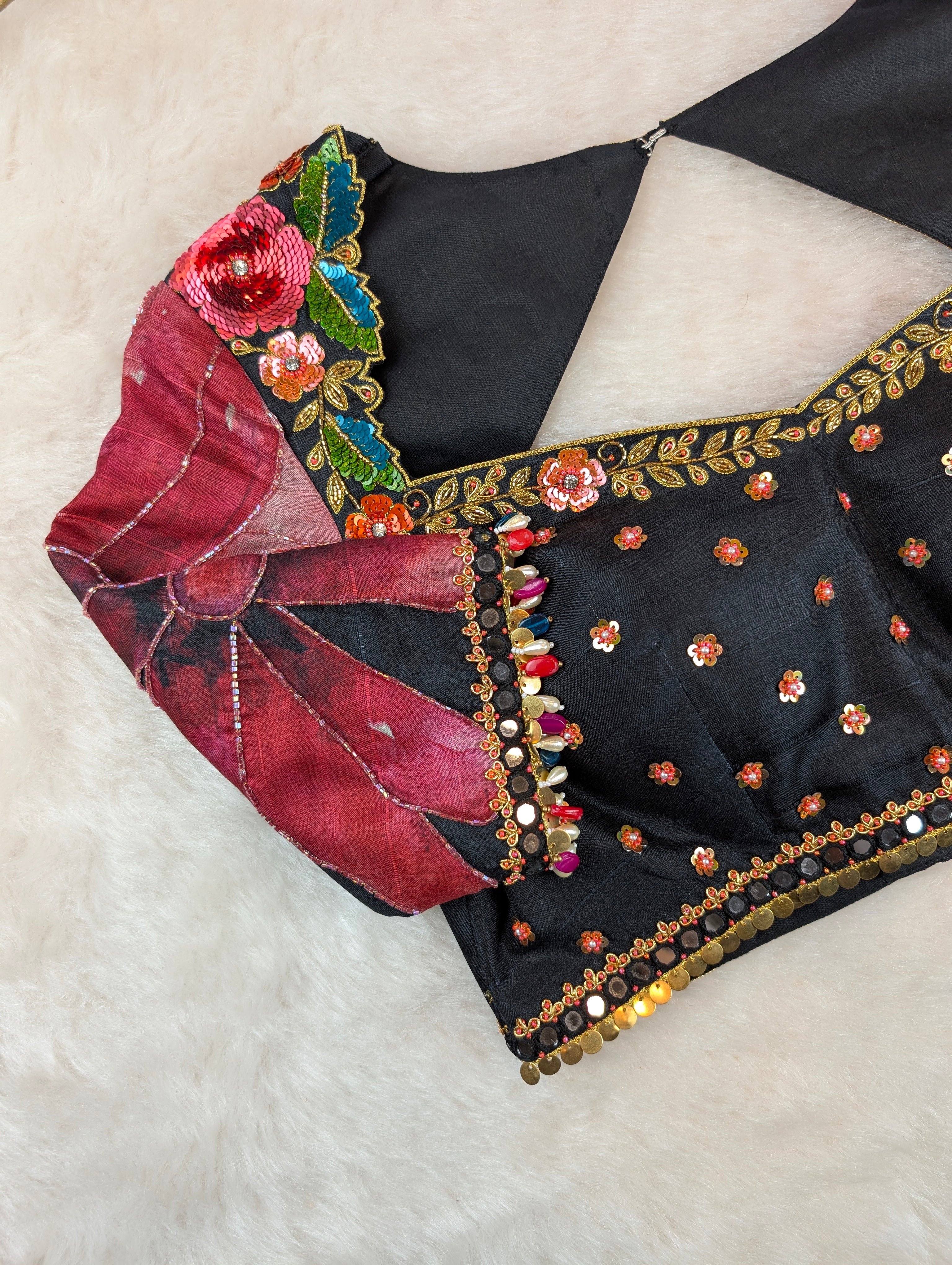 Black Floral Embroidered Designer Blouse