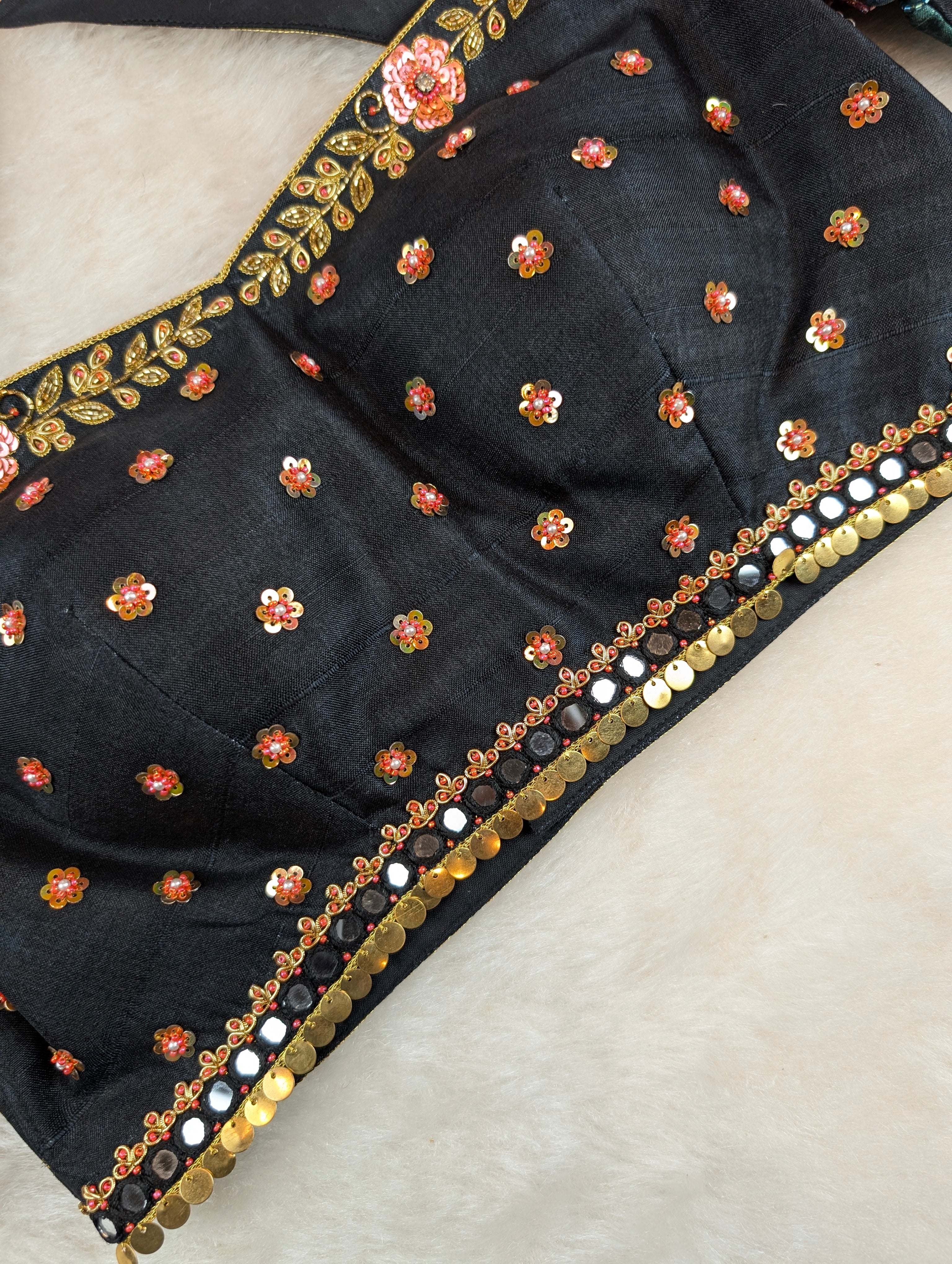 Black Floral Embroidered Designer Blouse
