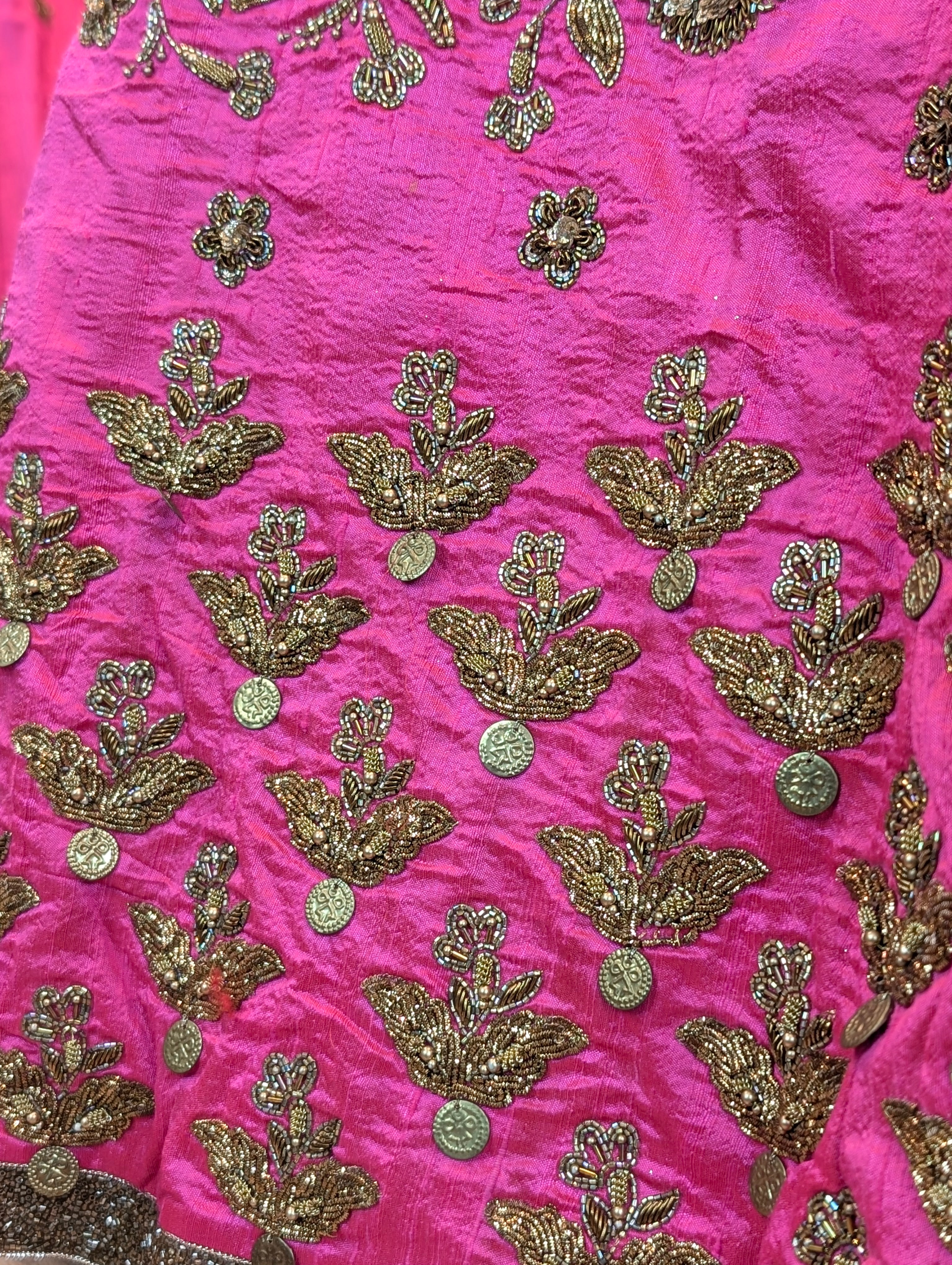 Heavy Hand Embroidered Lehanga Set - Rani Pink