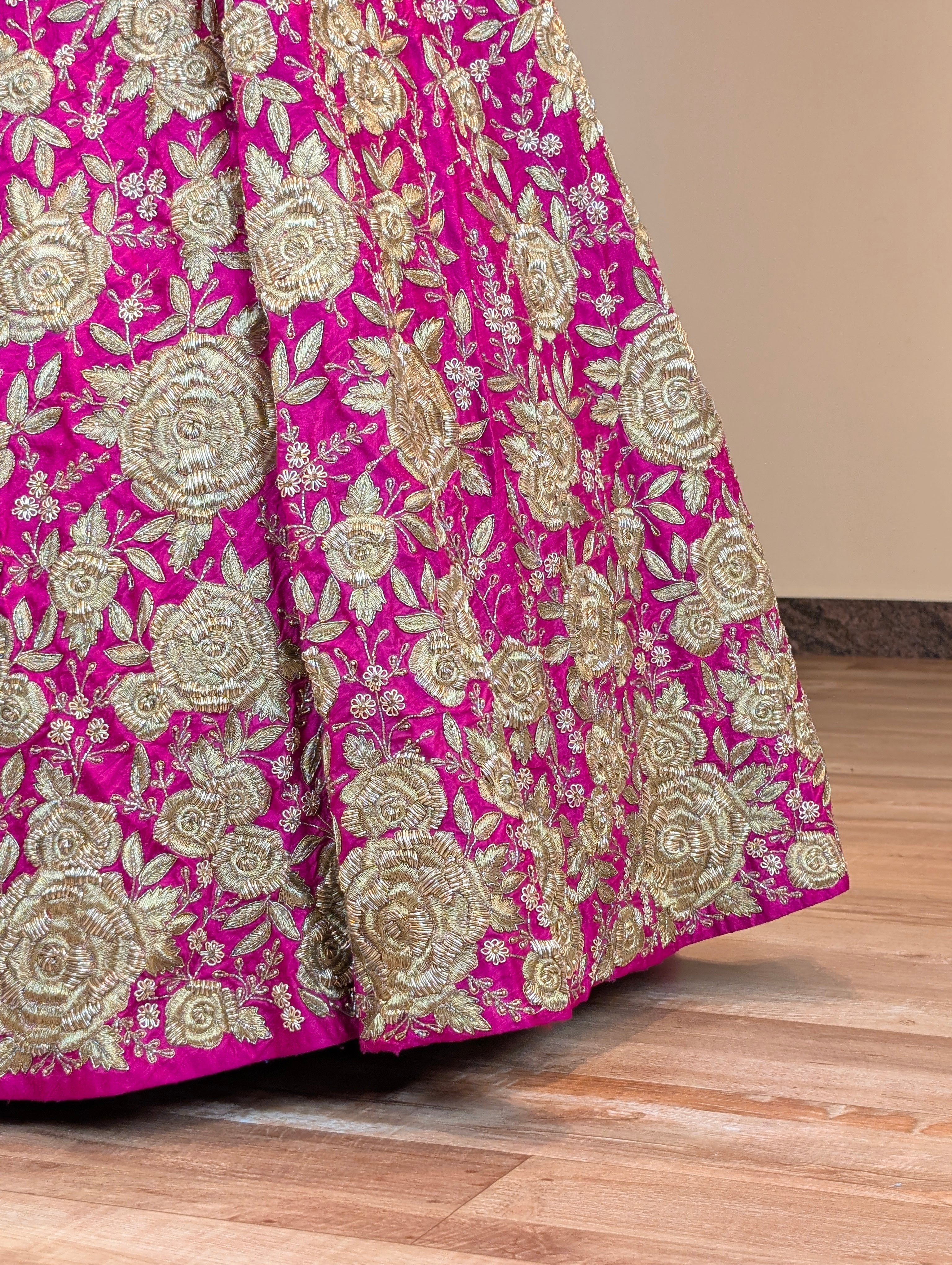 Pink Heavy Hand Embroidered Lehanga - Only Skirt