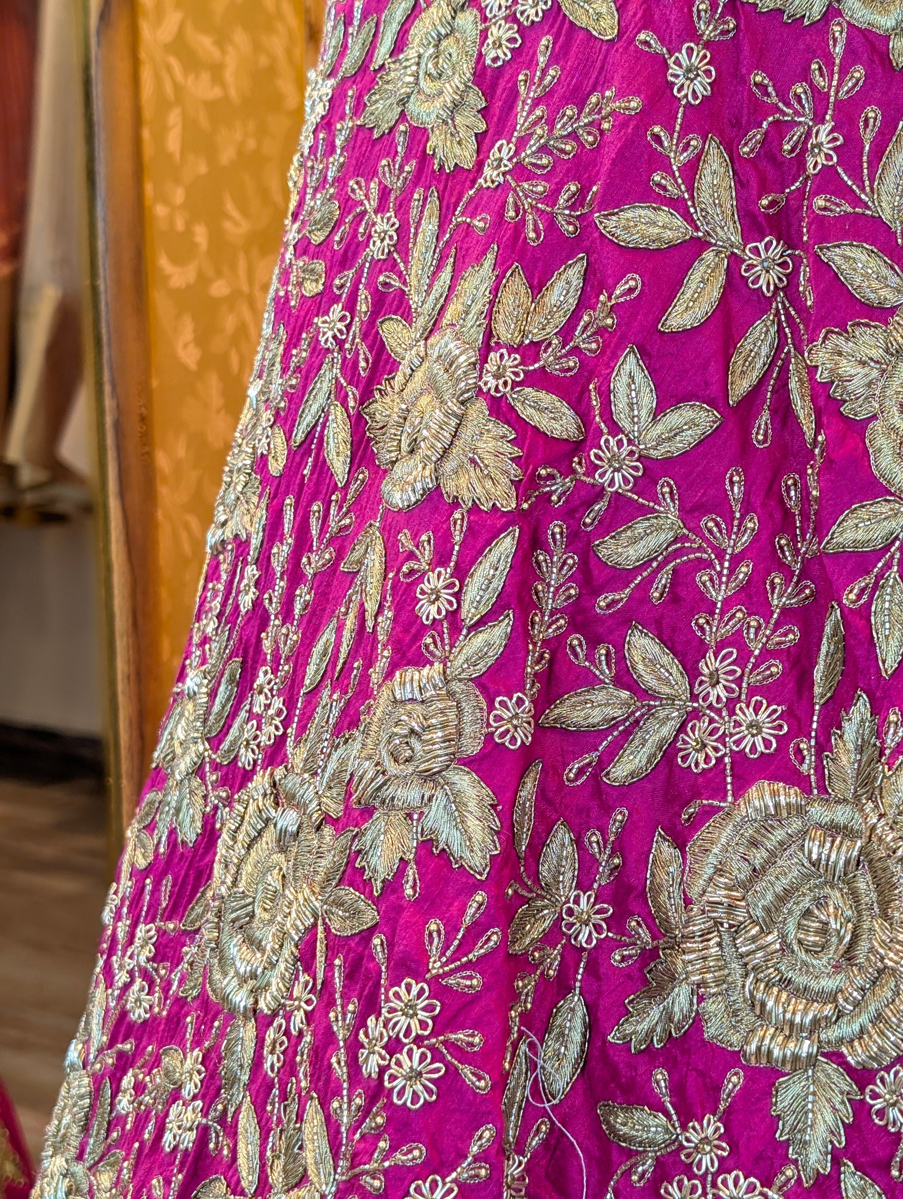 Pink Heavy Hand Embroidered Lehanga - Only Skirt