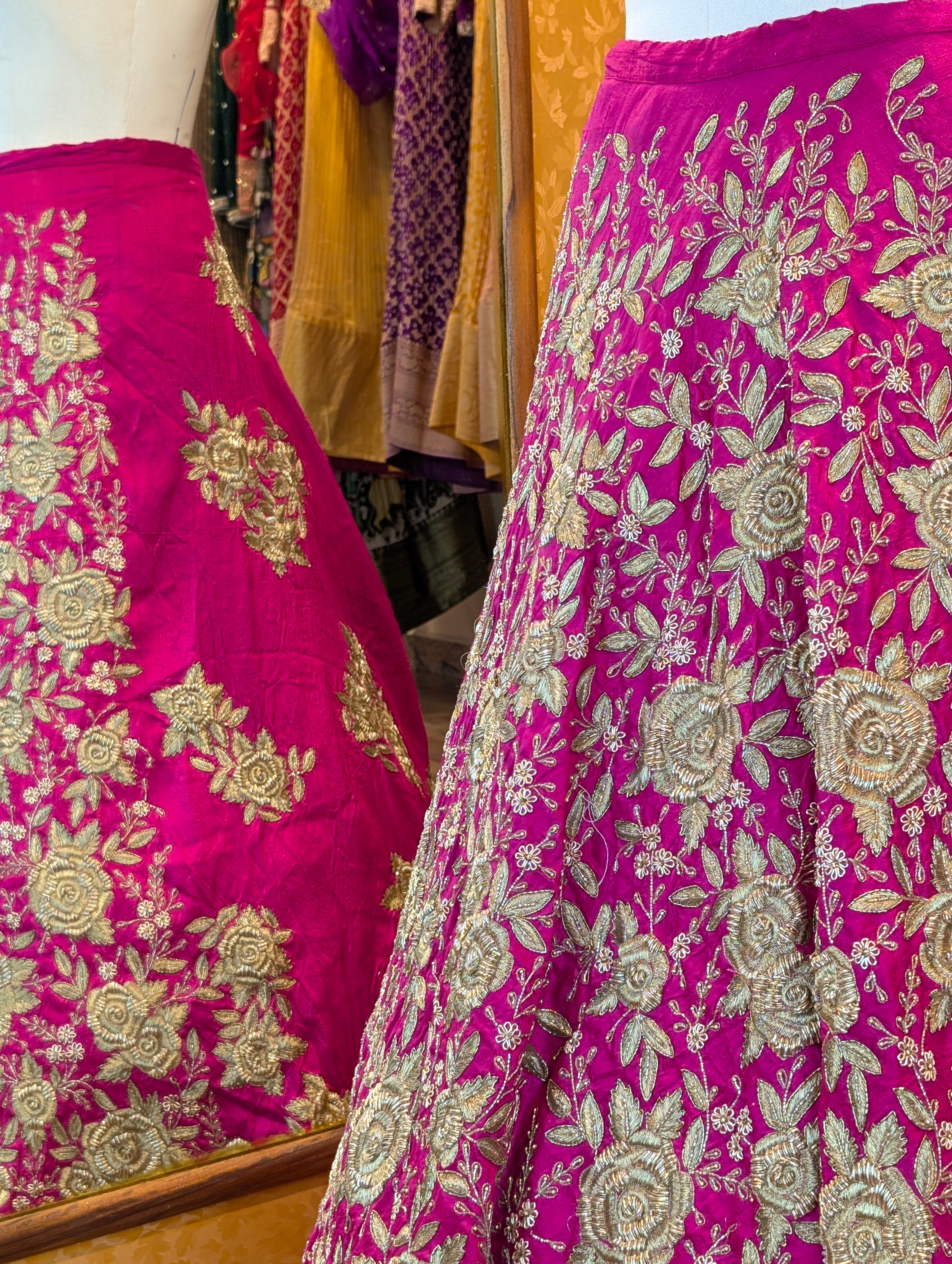 Pink Heavy Hand Embroidered Lehanga - Only Skirt