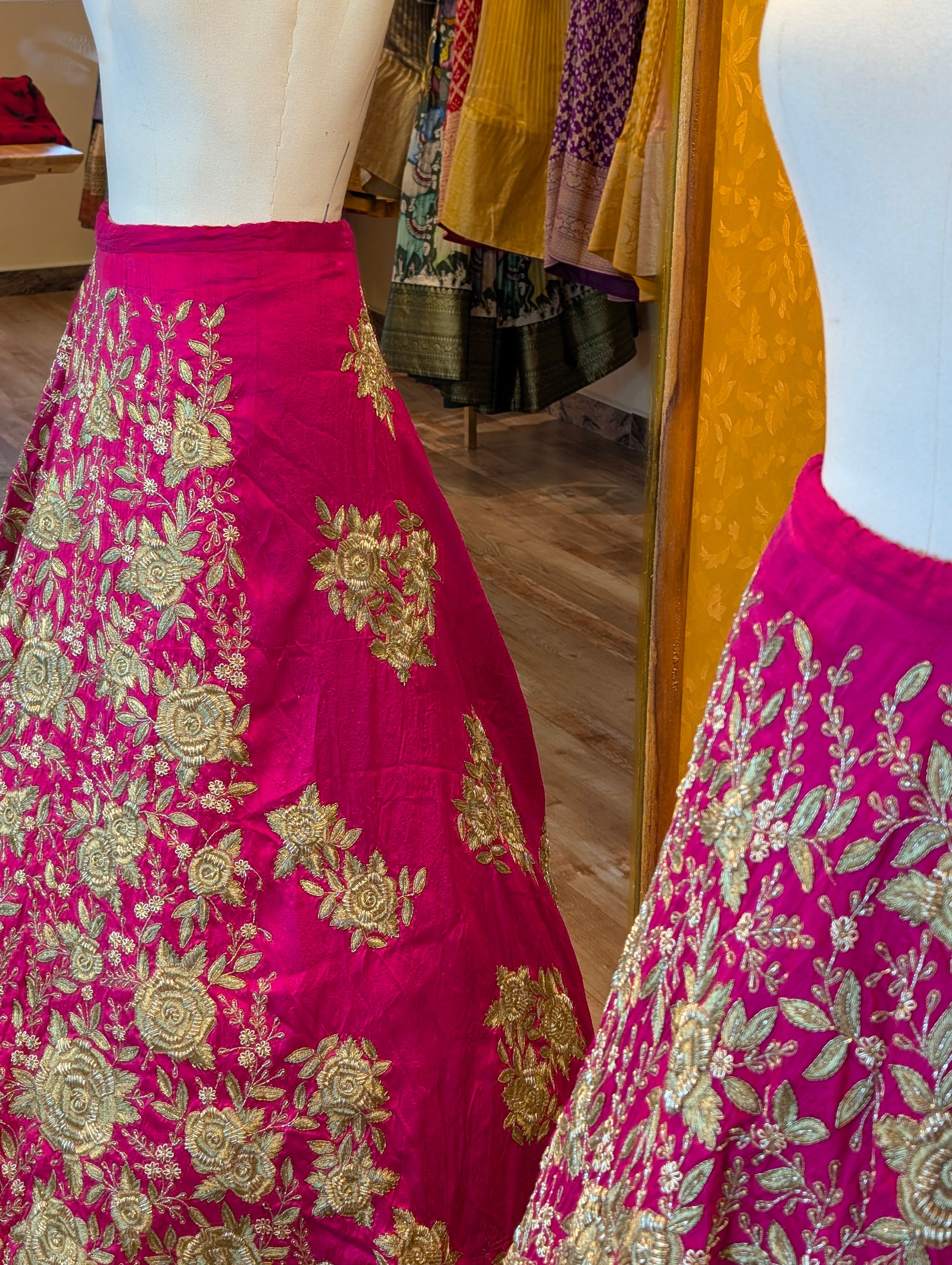 Pink Heavy Hand Embroidered Lehanga - Only Skirt