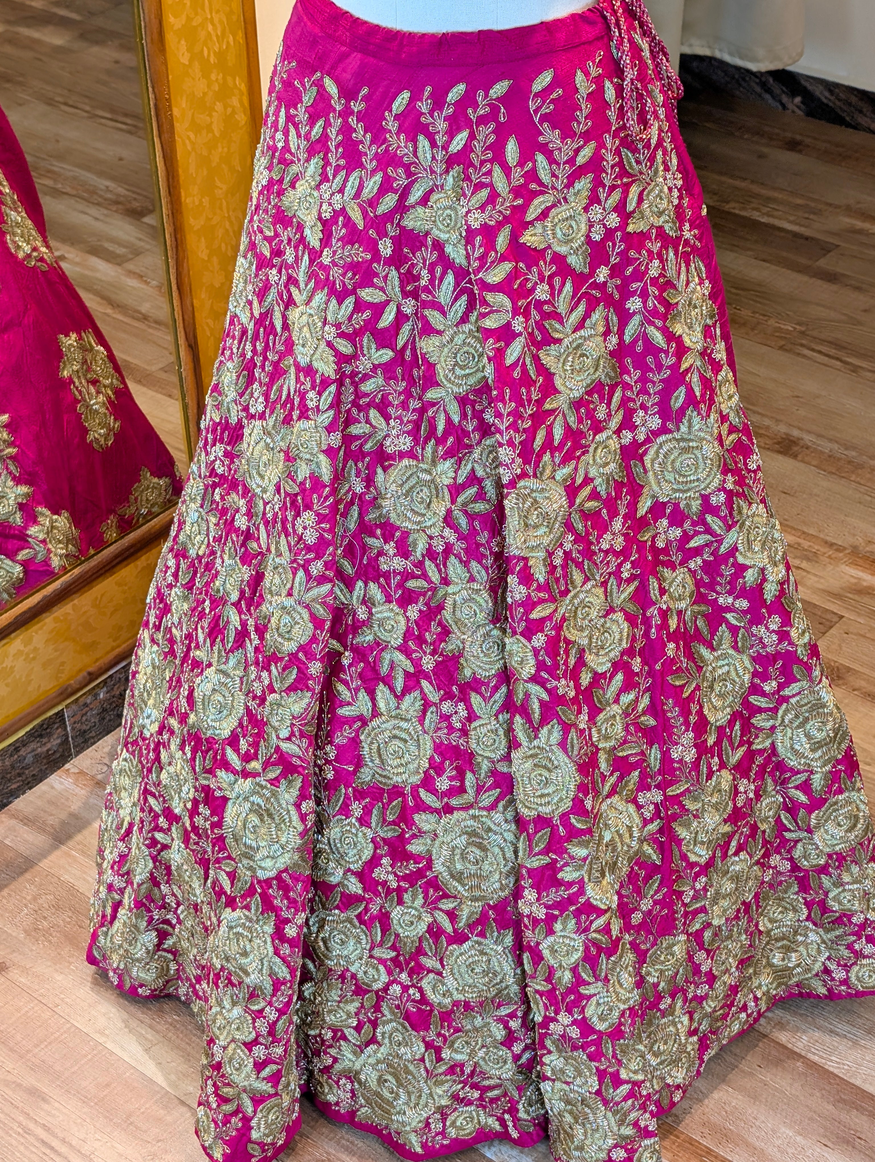 Pink Heavy Hand Embroidered Lehanga - Only Skirt
