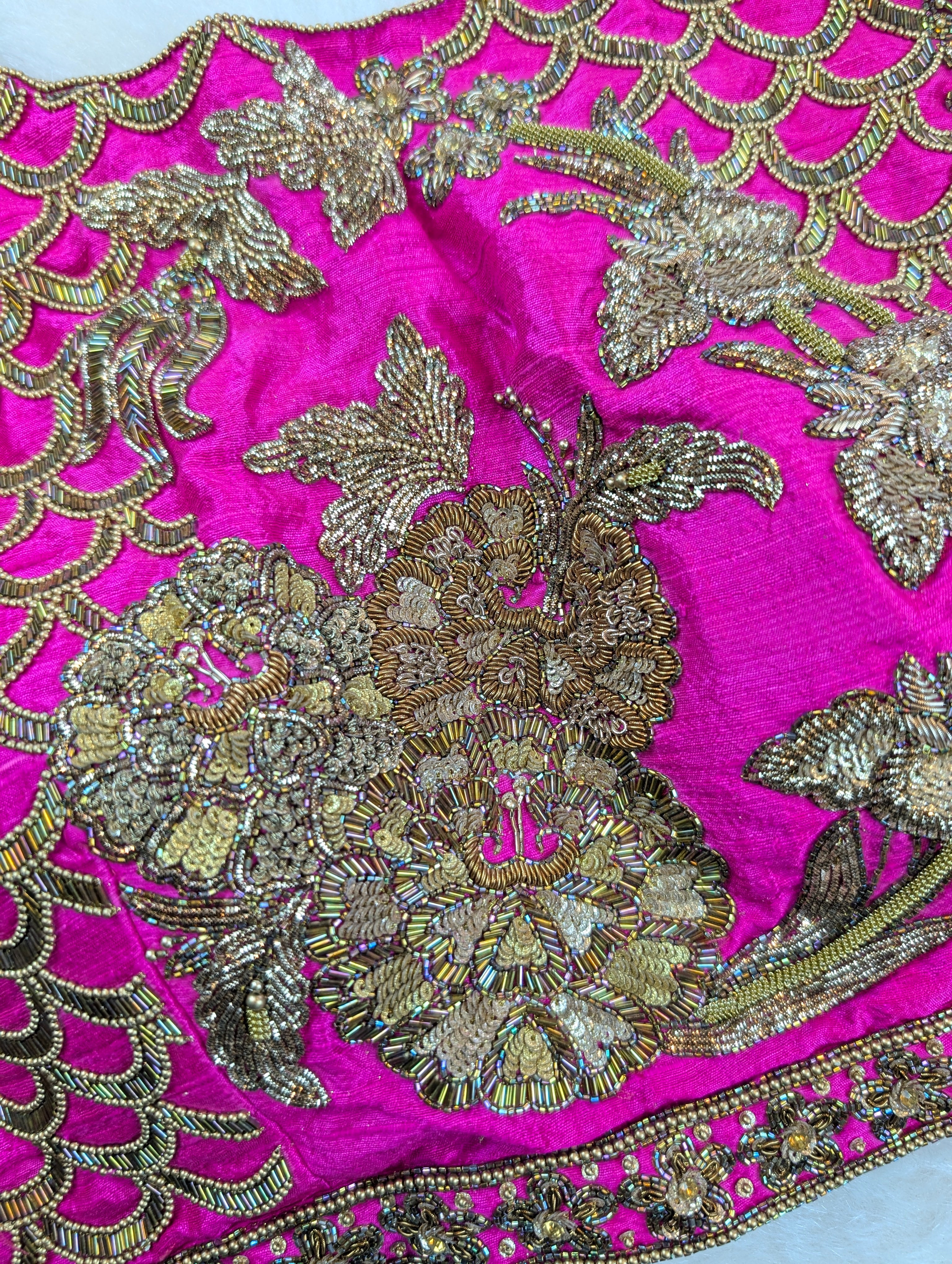 Rani Pink Heavy Hand Embroidered Floral zardosi blouse