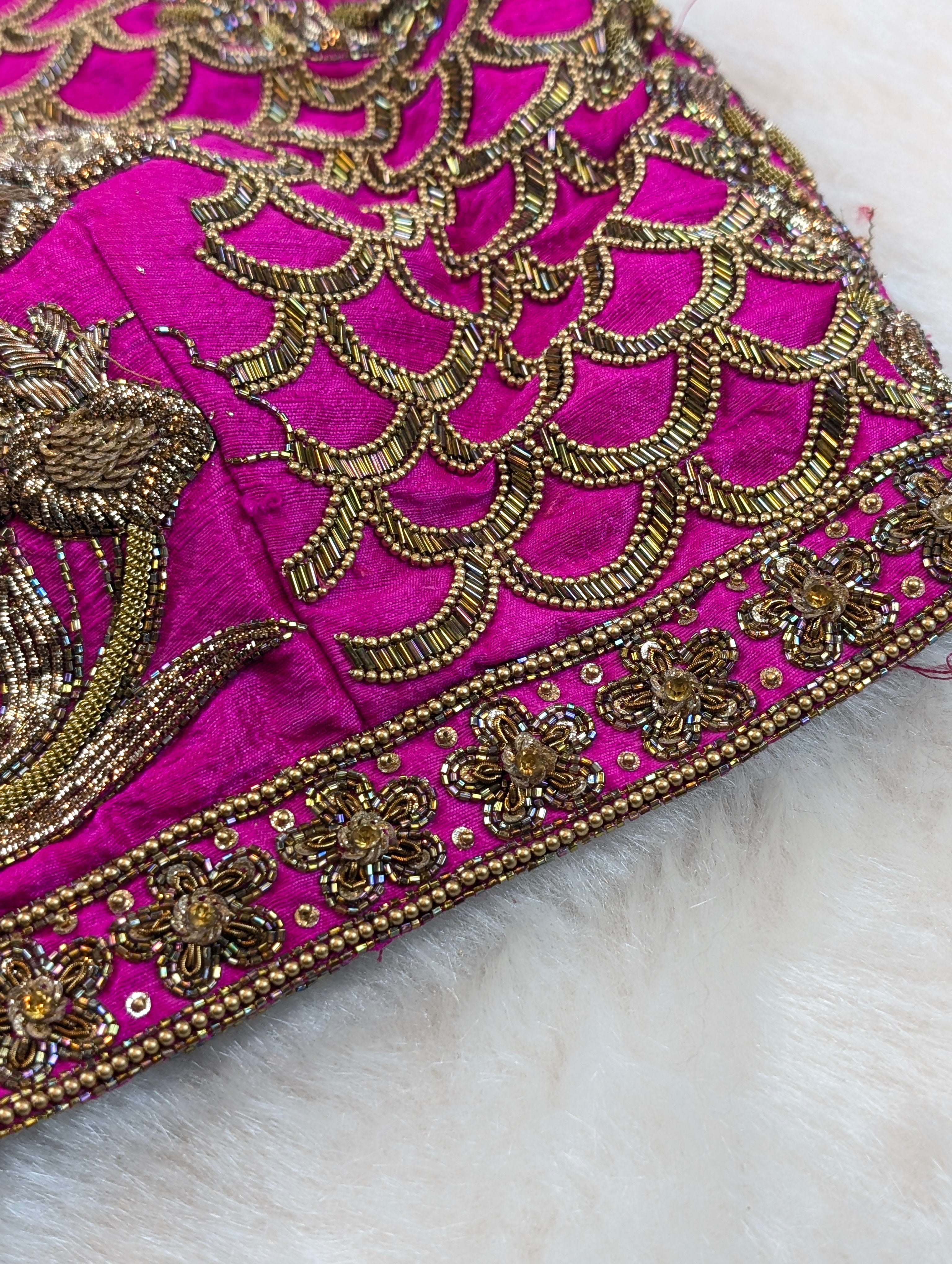 Rani Pink Heavy Hand Embroidered Floral zardosi blouse