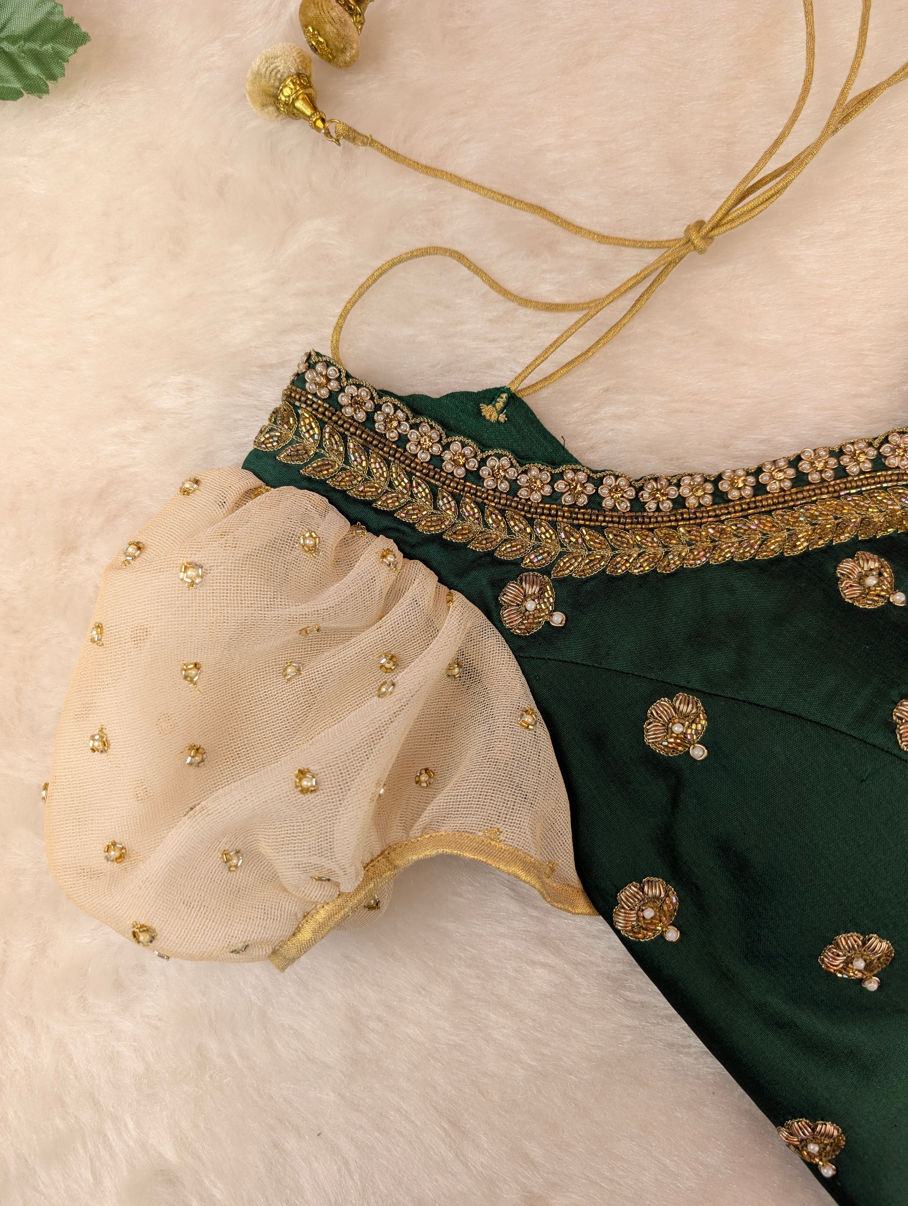 Emerald Green Puff Sleeve Blouse