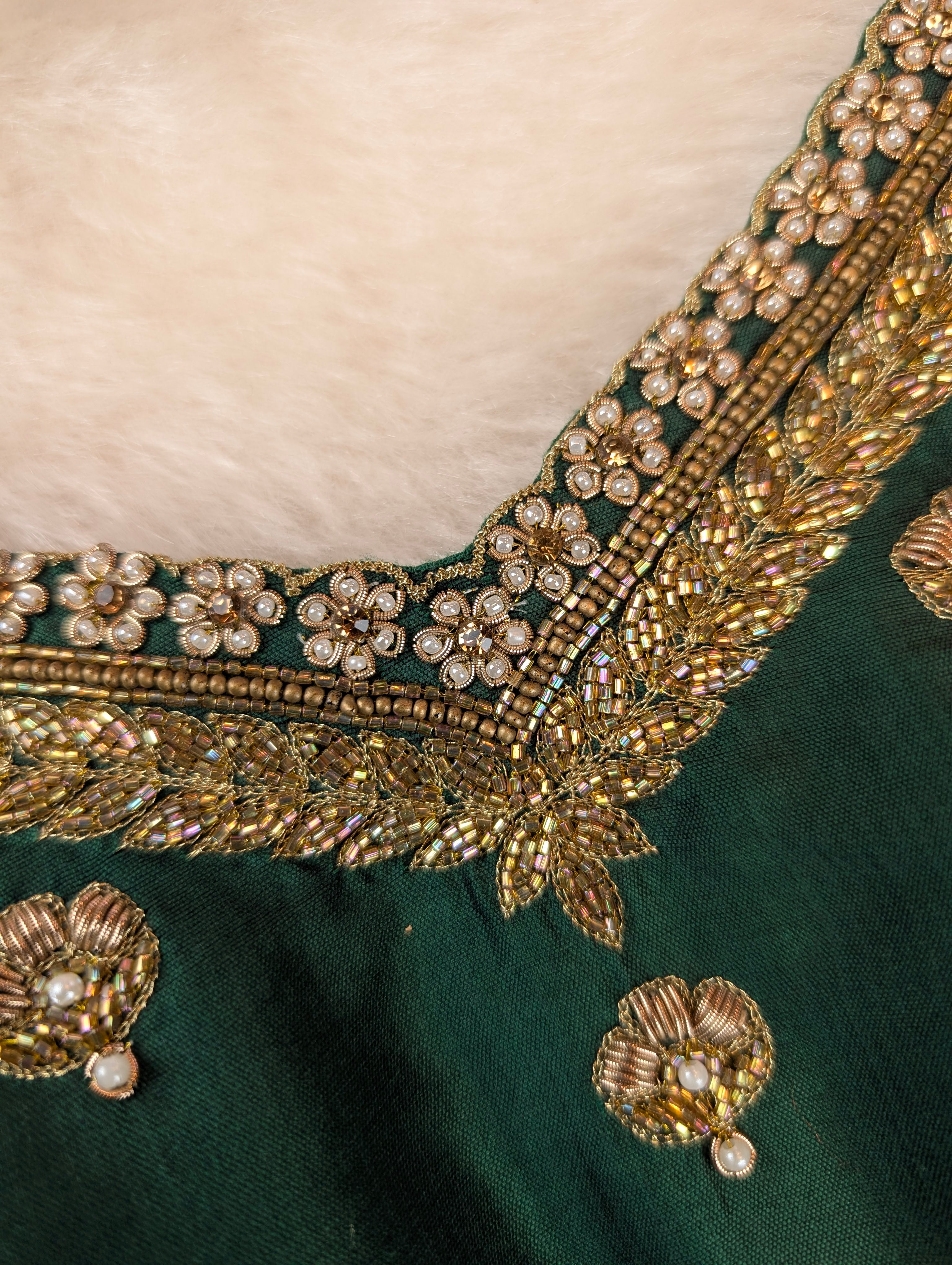 Emerald Green Puff Sleeve Blouse