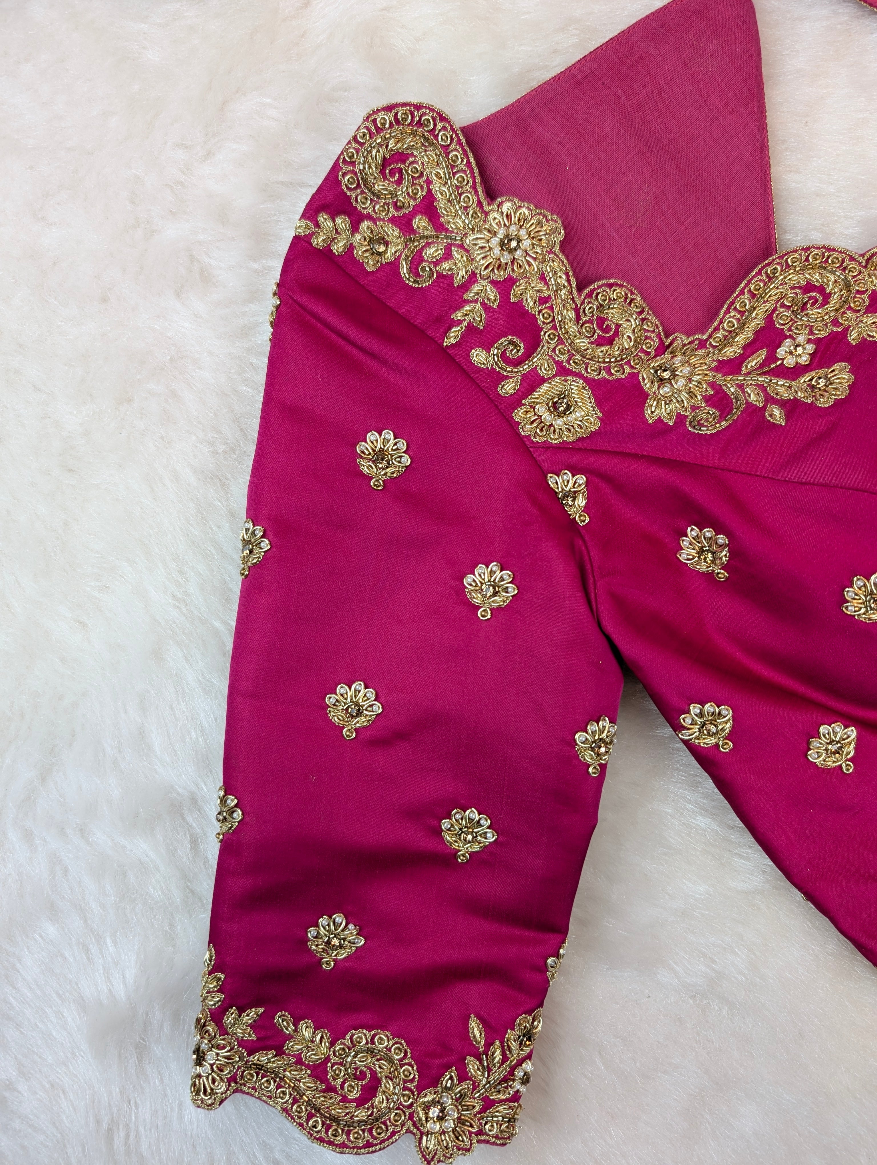 Royal Pink Heavy Embroidered Blouse