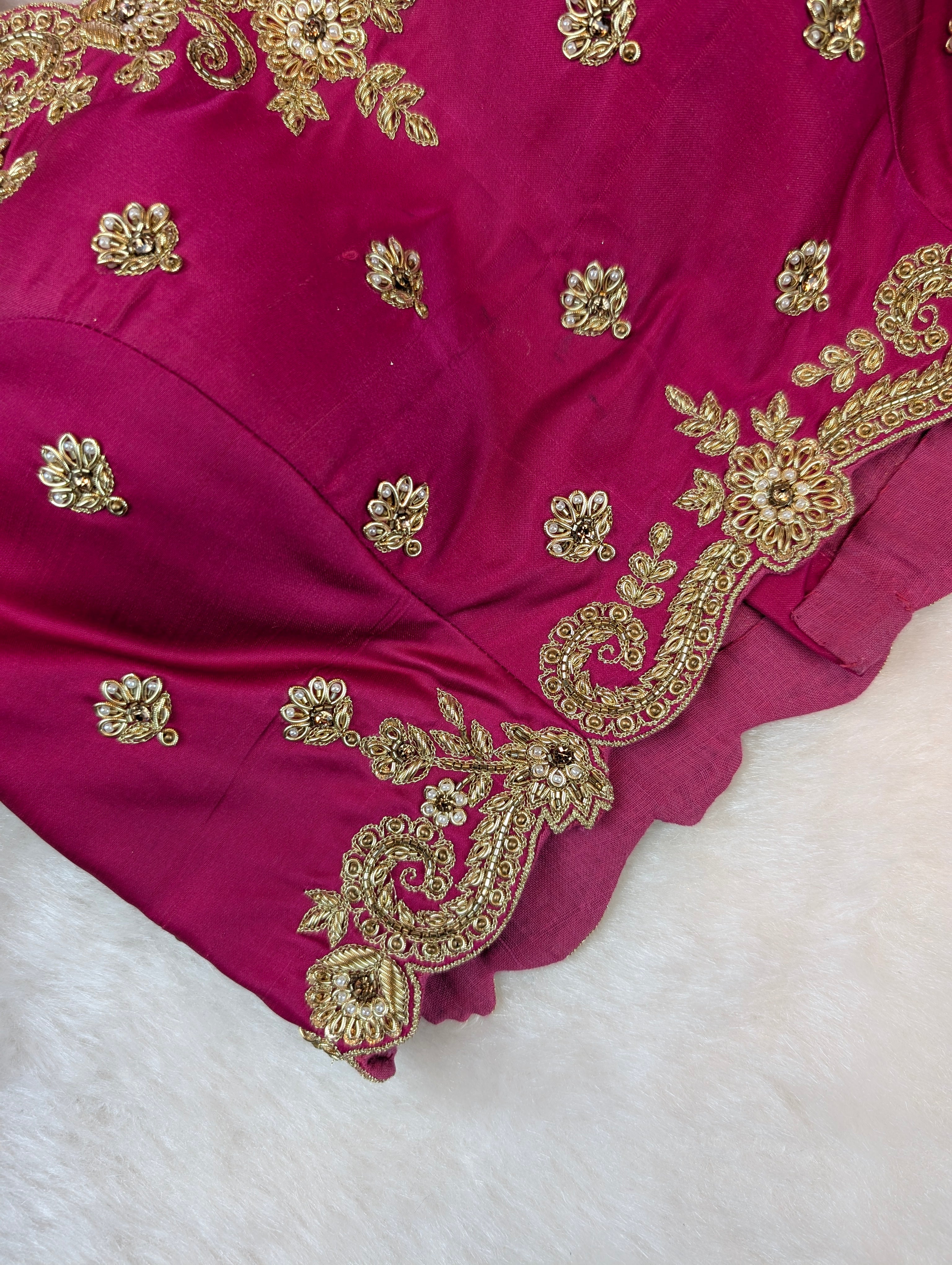 Royal Pink Heavy Embroidered Blouse