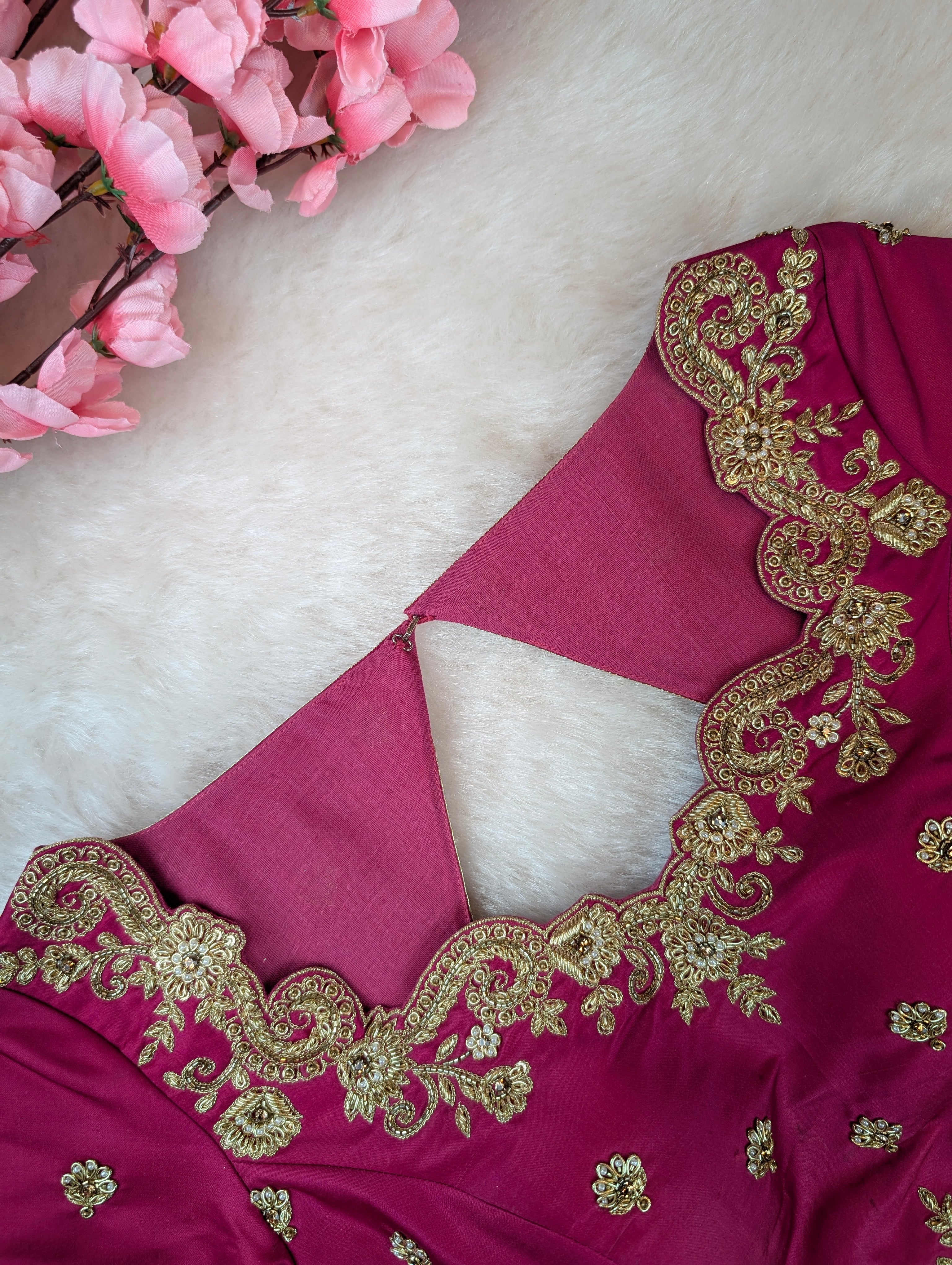 Royal Pink Heavy Embroidered Blouse