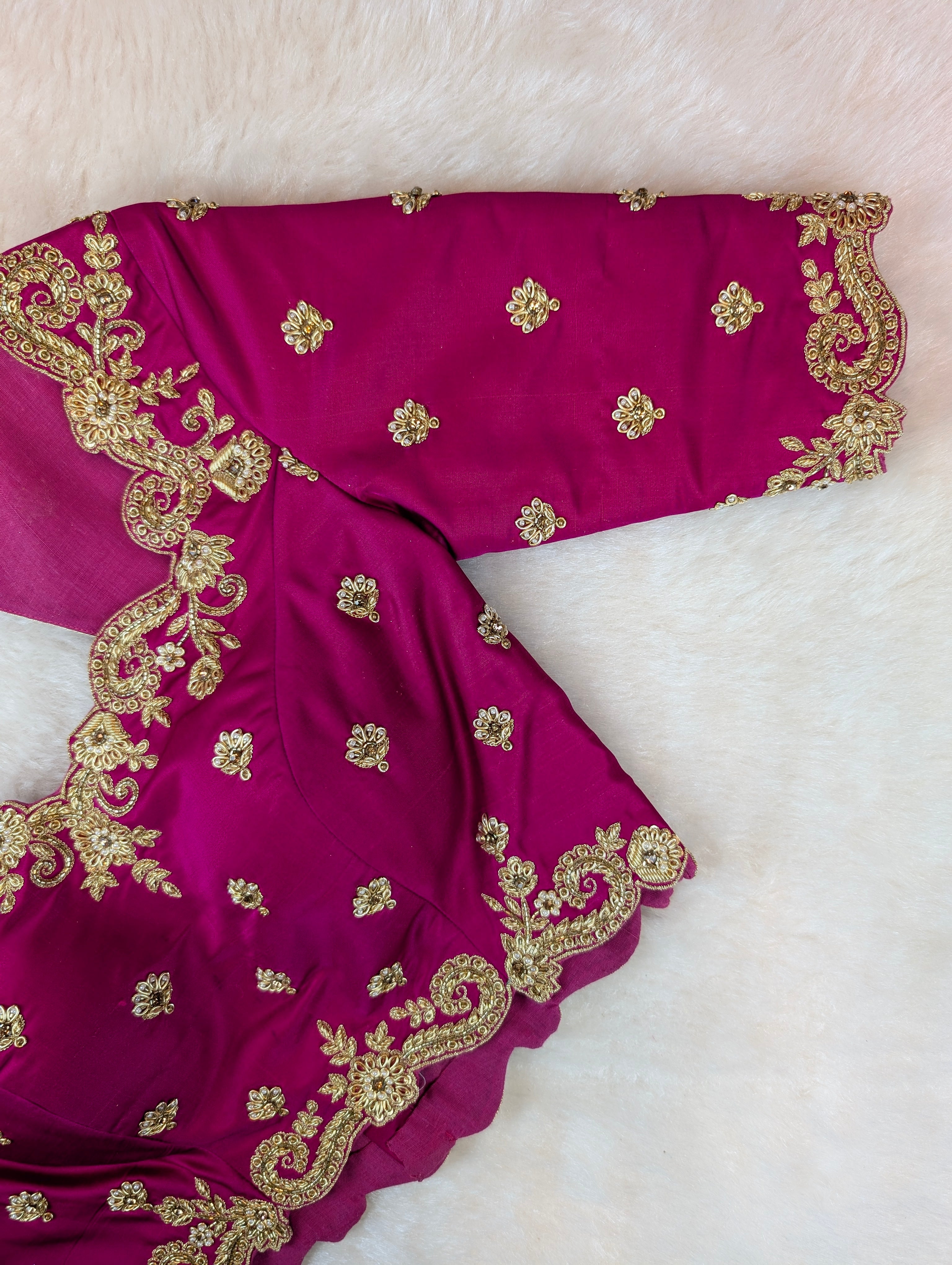 Royal Pink Heavy Embroidered Blouse