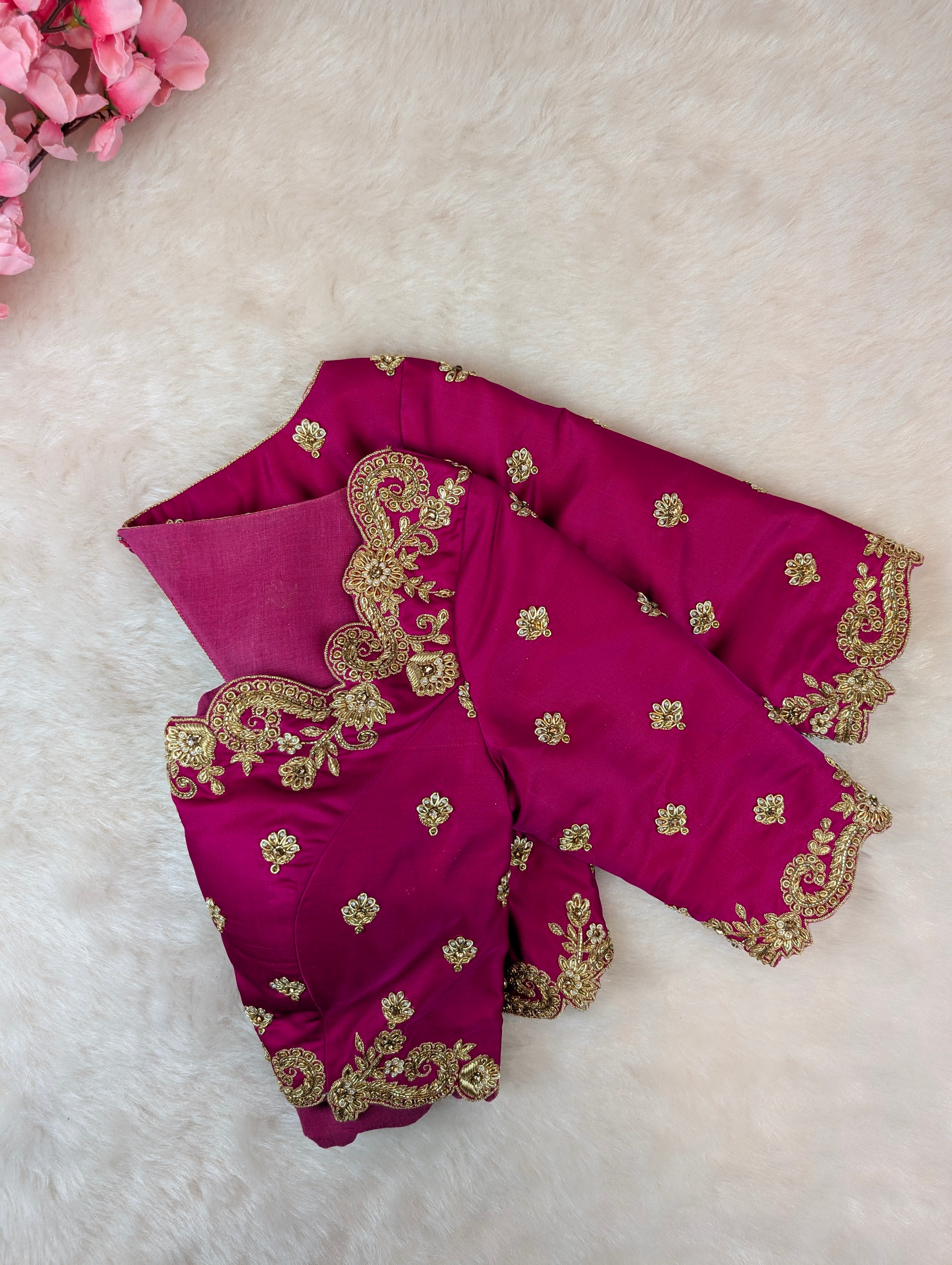 Royal Pink Heavy Embroidered Blouse