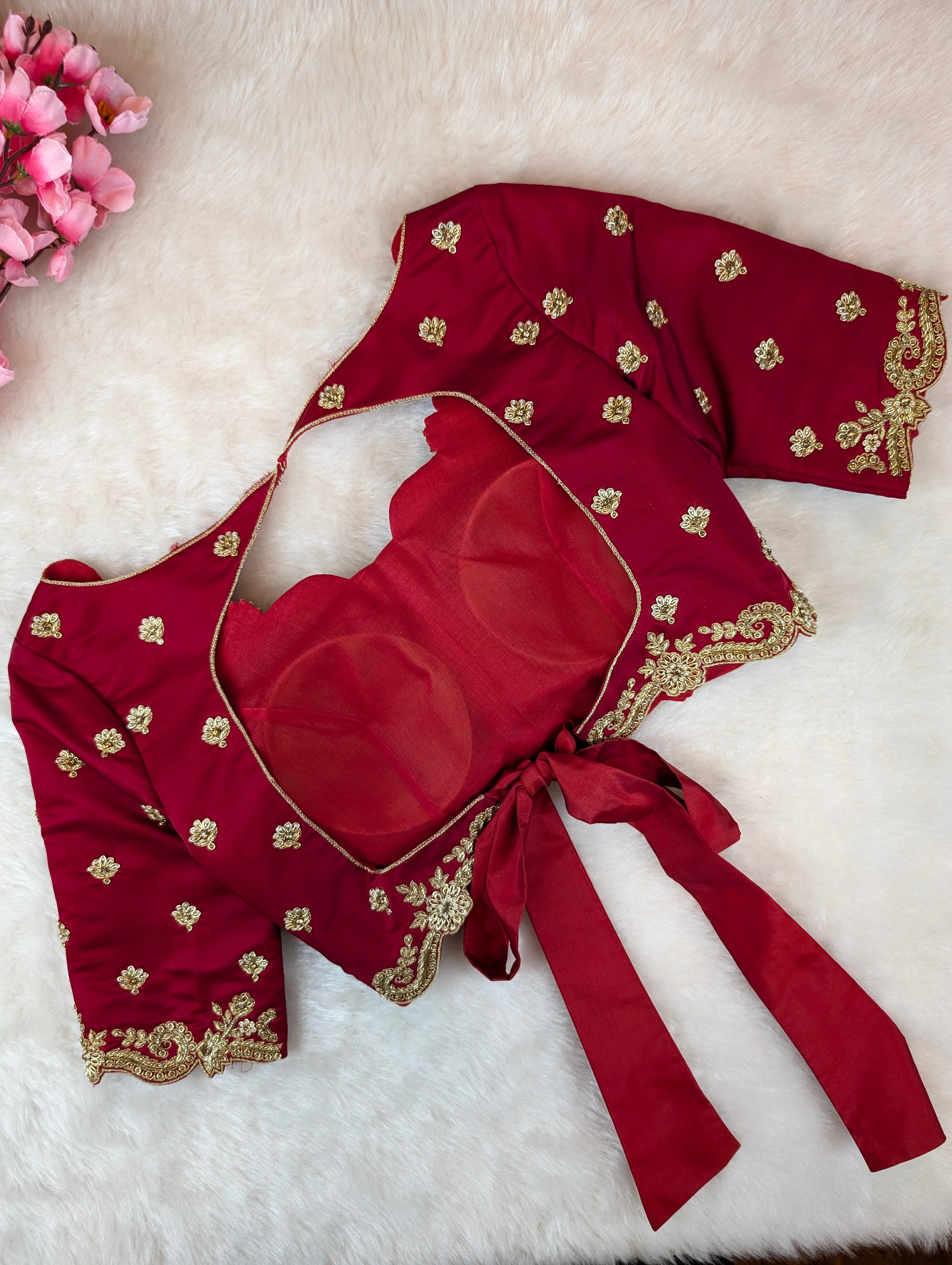 Crimson Red Tie-Back Blouse