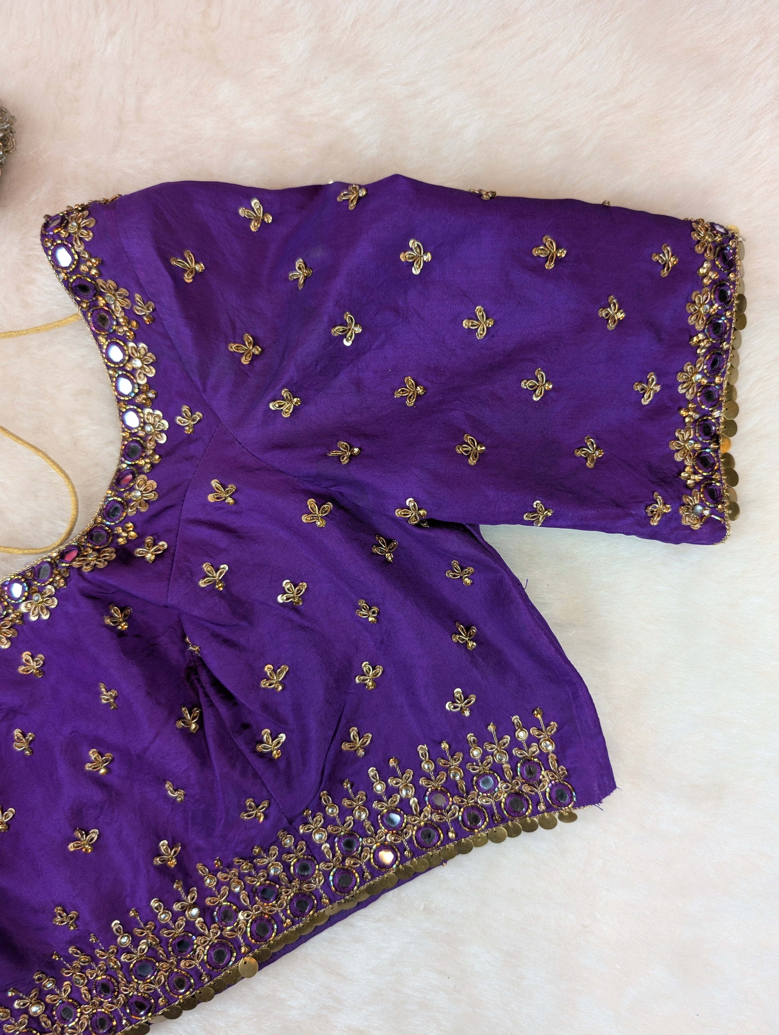 Royal Purple Mirror-Work Blouse