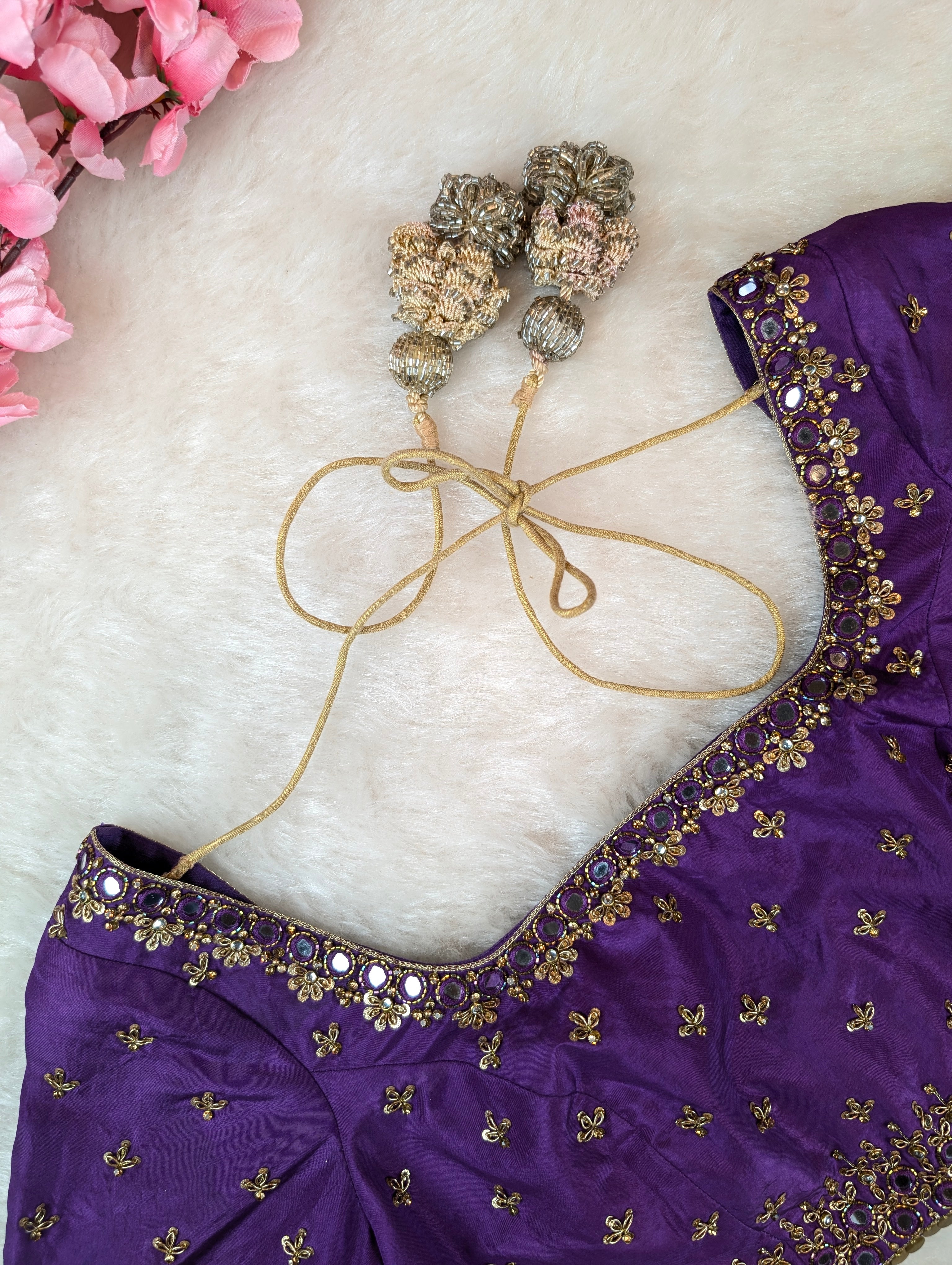 Royal Purple Mirror-Work Blouse