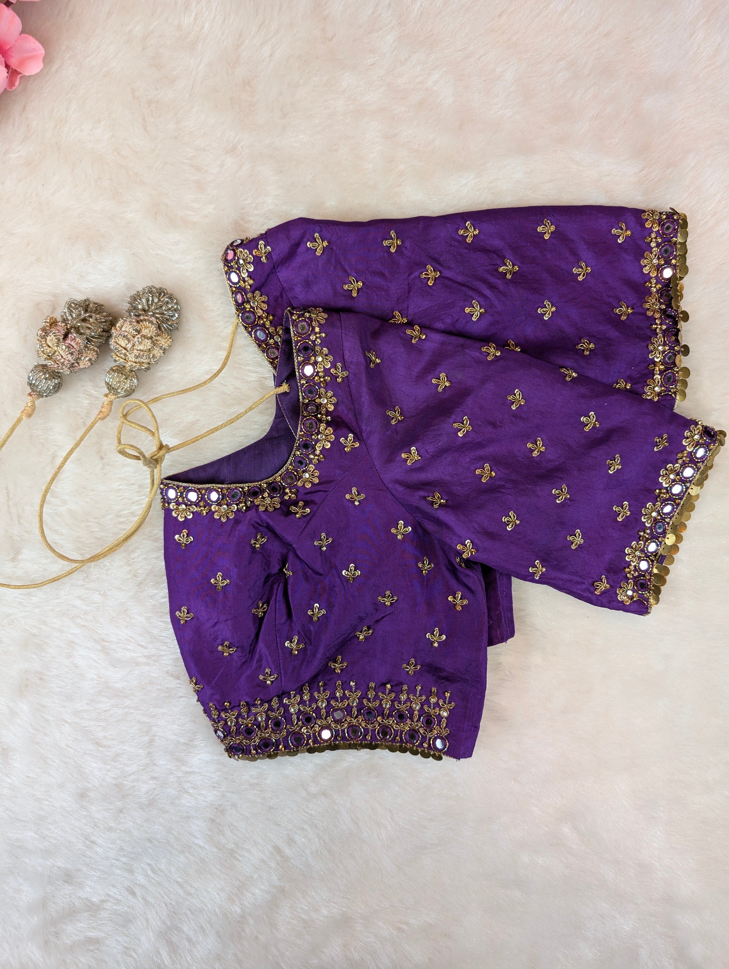 Royal Purple Mirror-Work Blouse