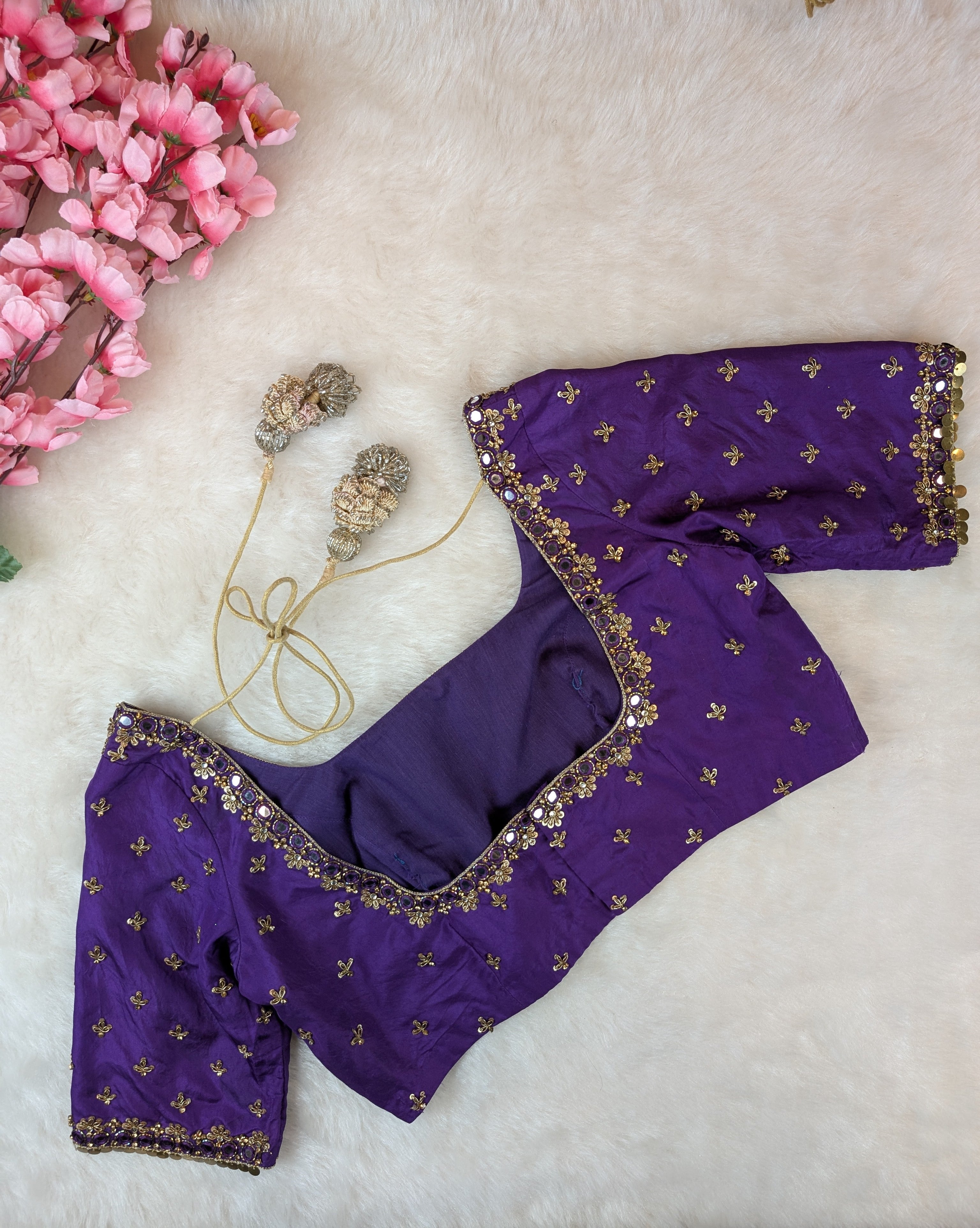Royal Purple Mirror-Work Blouse