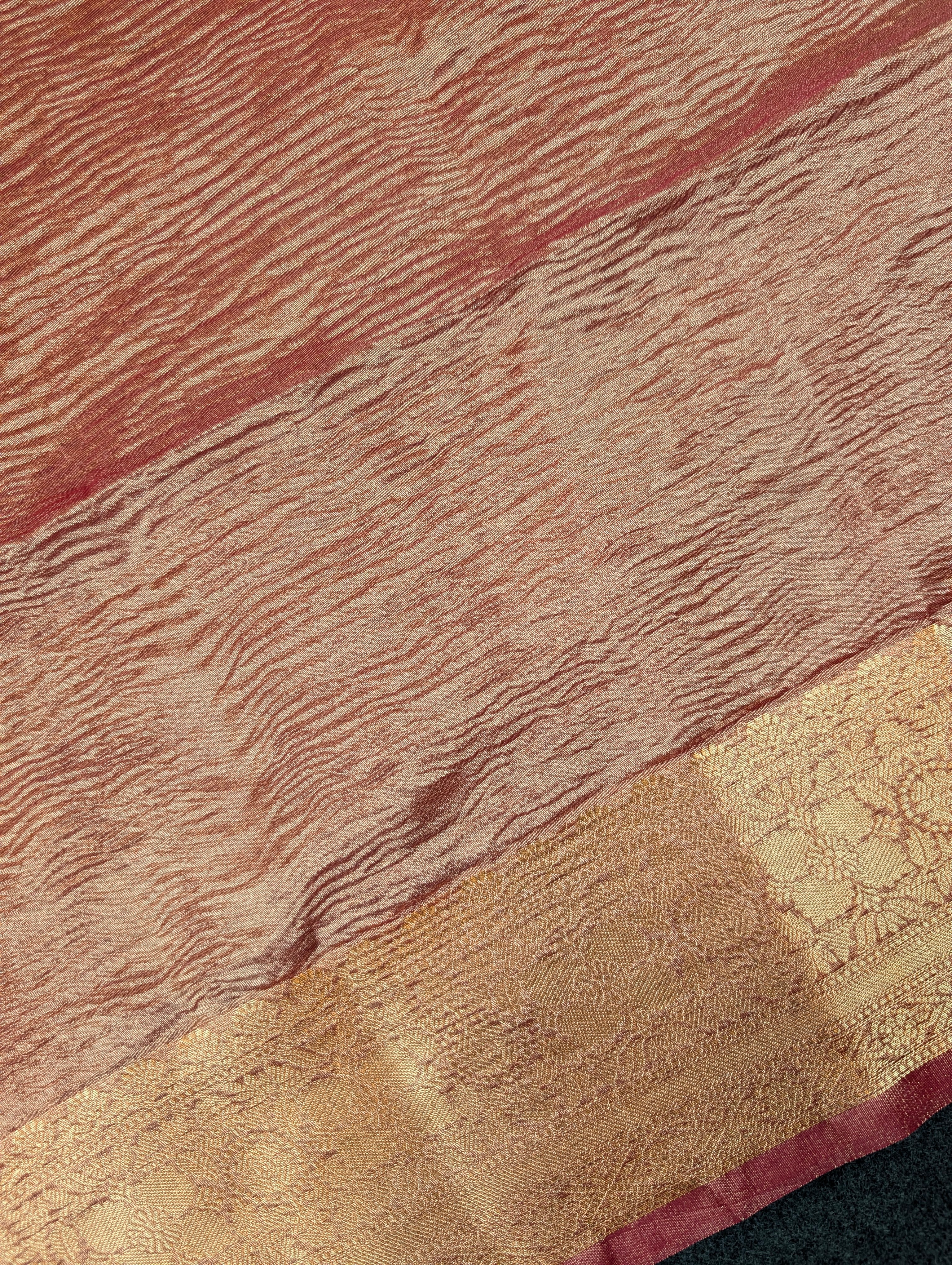 Rose Pink Tissue Saree with Stitched Blouse