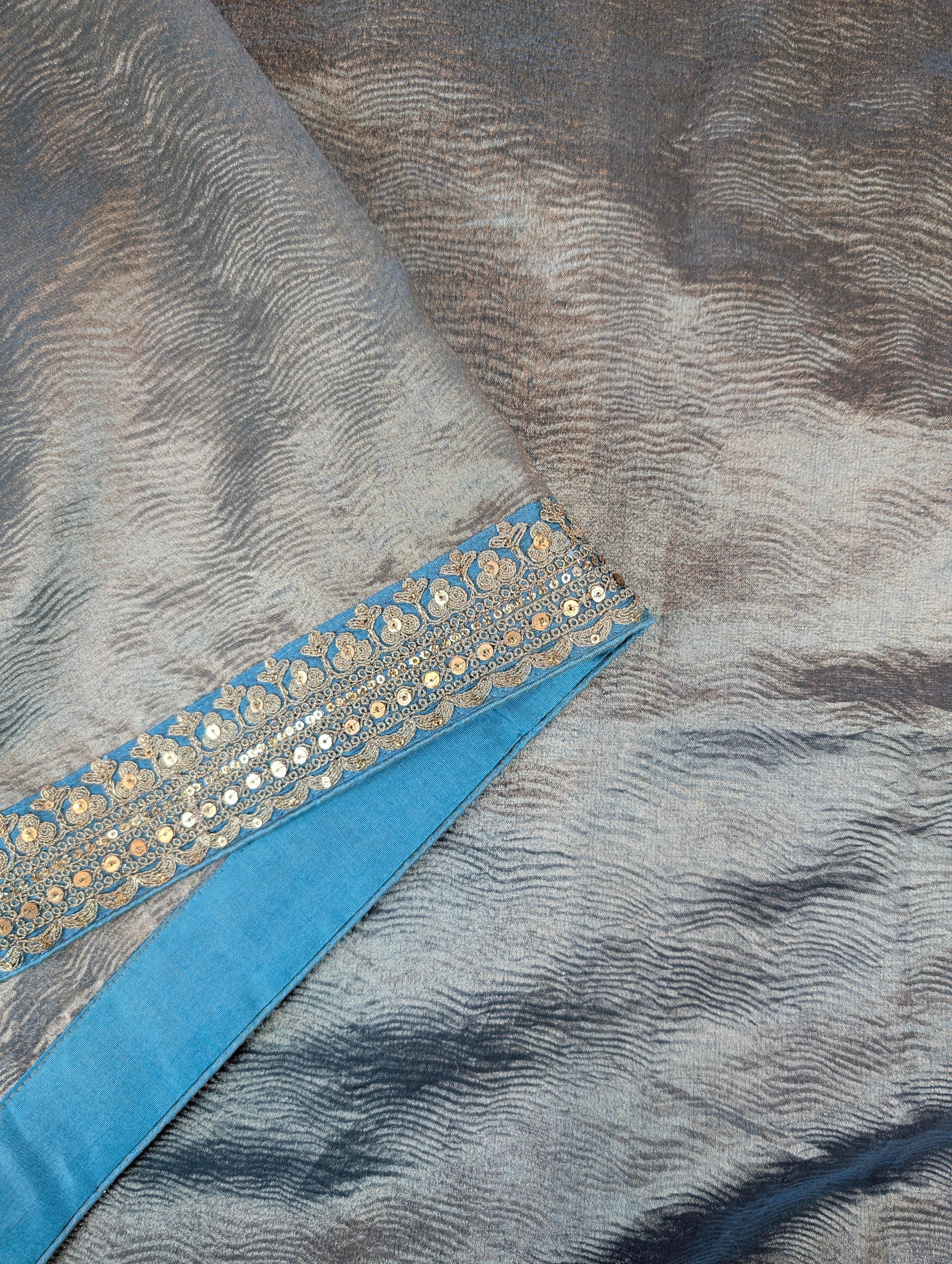 Pure Tissue Silk Saree with a Stitched Blouse - Sky Blue