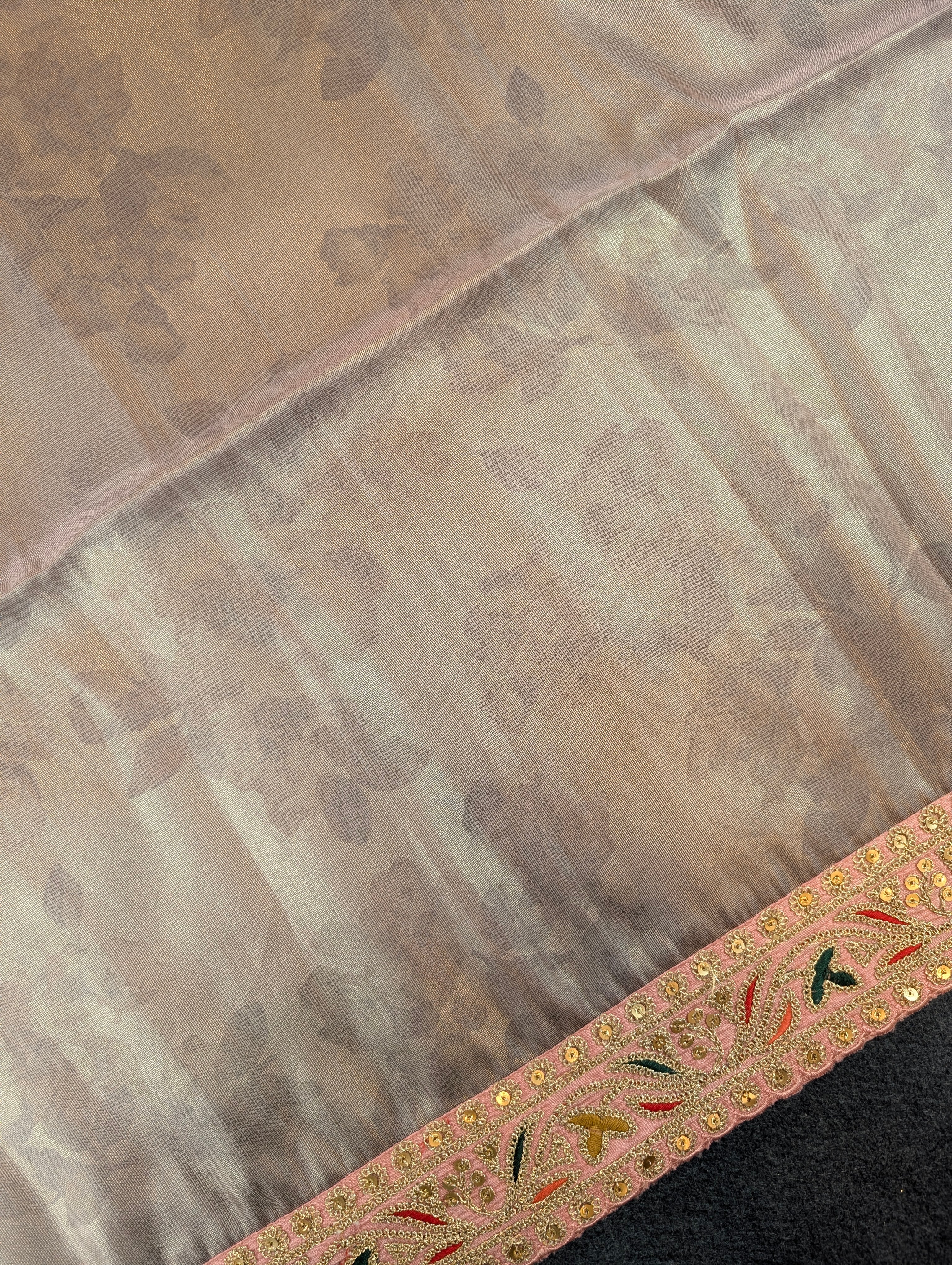 Pure Tissue Silk Saree with a Stitched Blouse - Peach