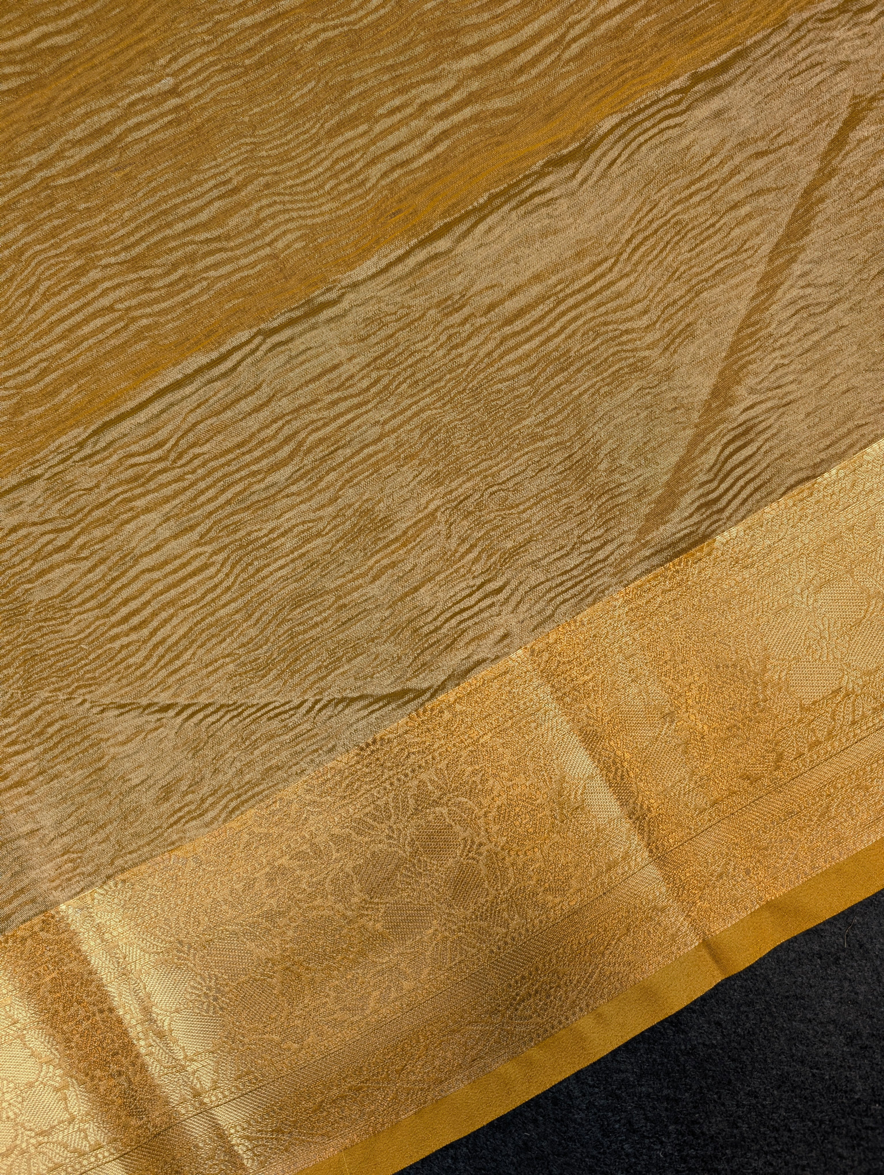 Mustard Tissue Saree with Stitched Blouse