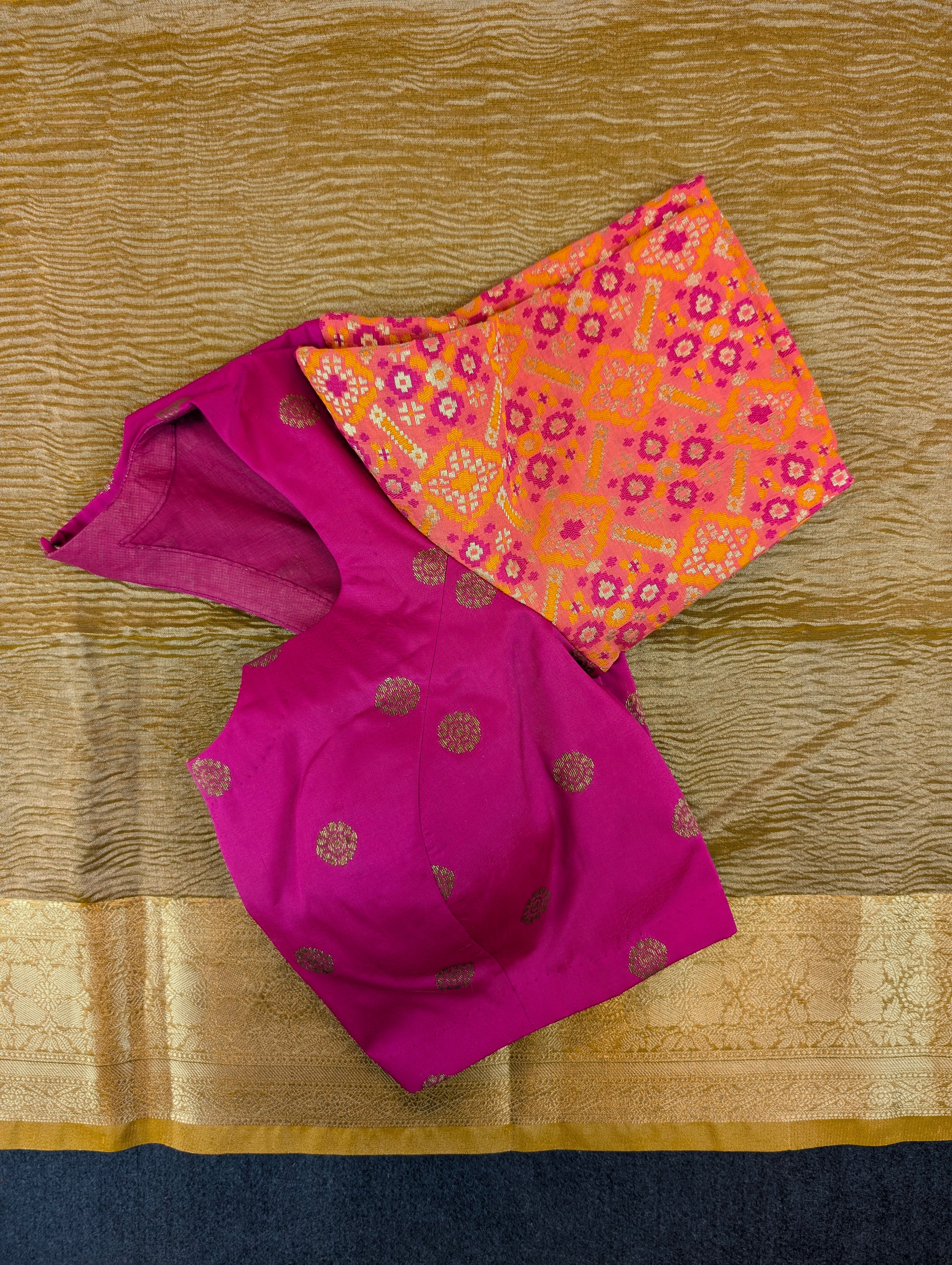 Mustard Tissue Saree with Stitched Blouse