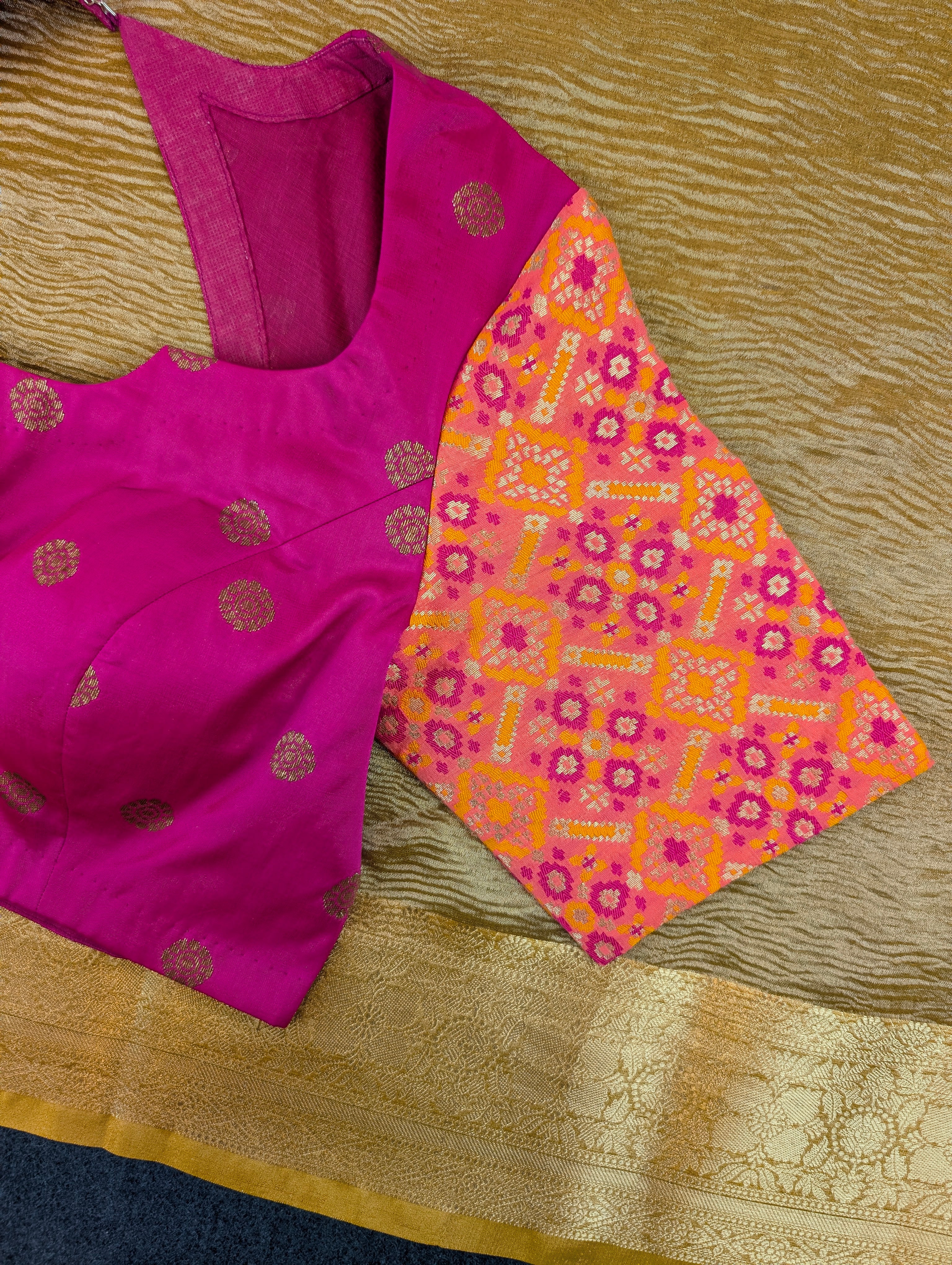 Mustard Tissue Saree with Stitched Blouse