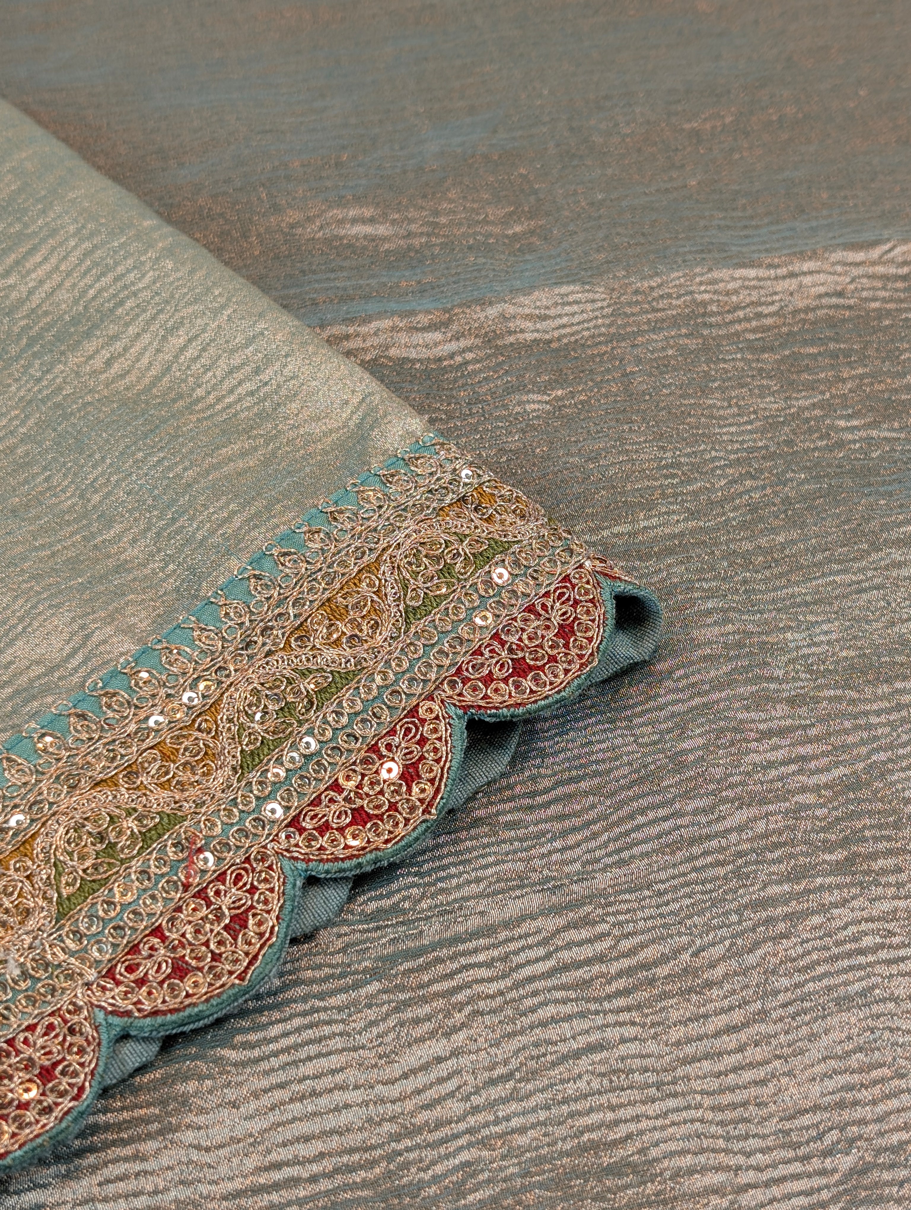 Pure Tissue Silk Saree with a Stitched Blouse - Soft Pastel Green