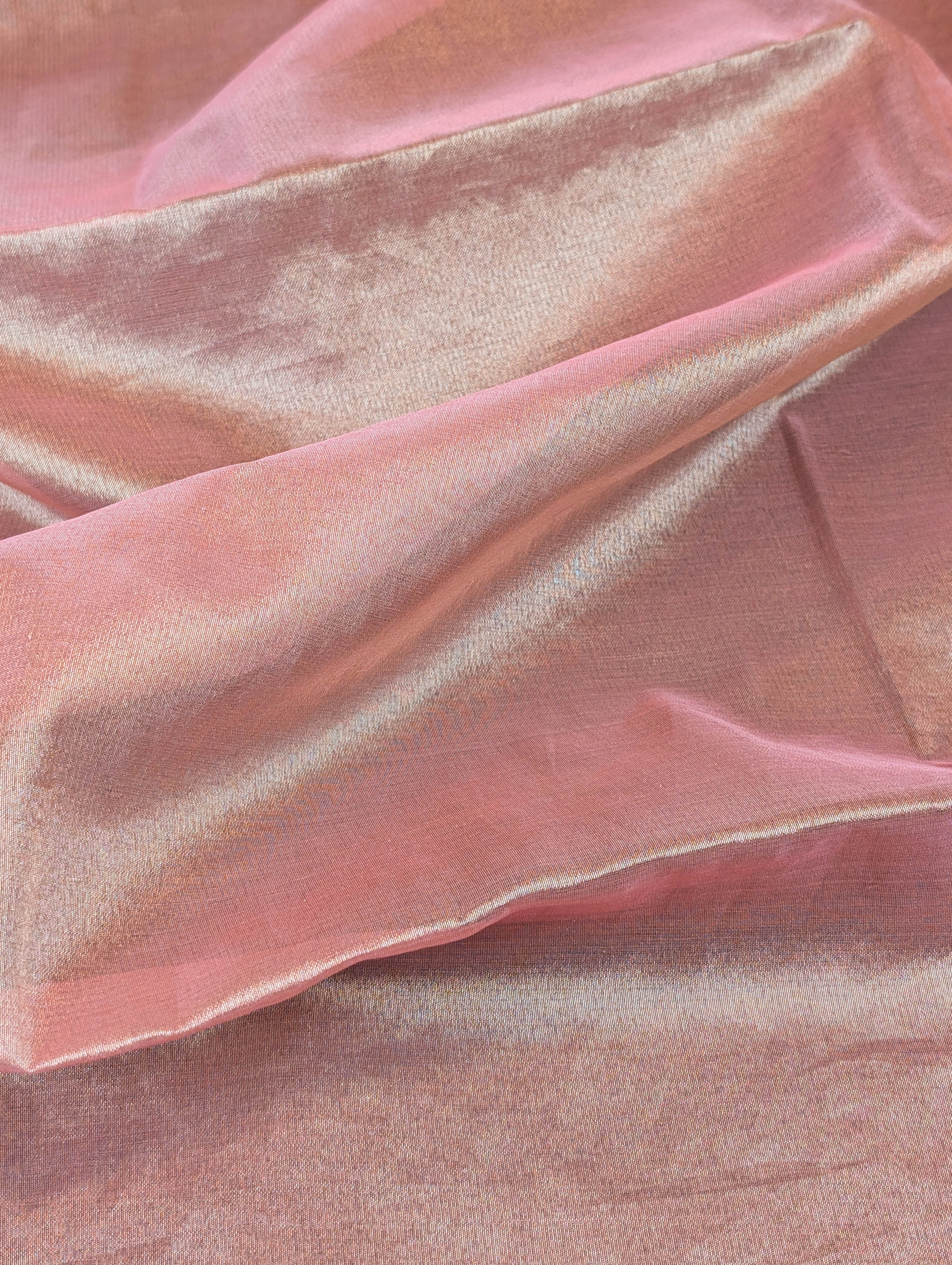 Pure Tissue Silk Saree with a Stitched Blouse - Soft Rose Pink