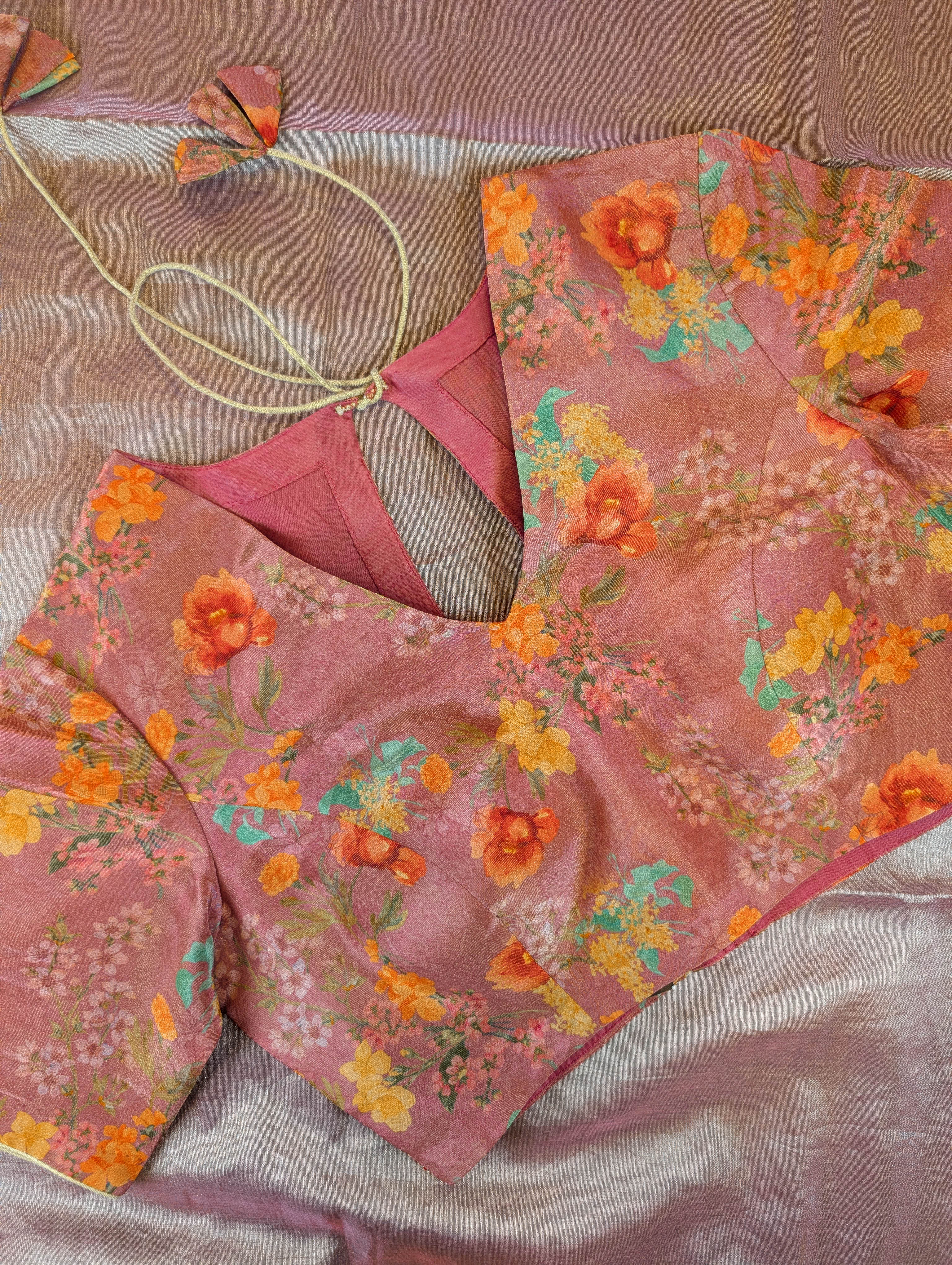 Pure Tissue Silk Saree with a Stitched Blouse - Soft Rose Pink