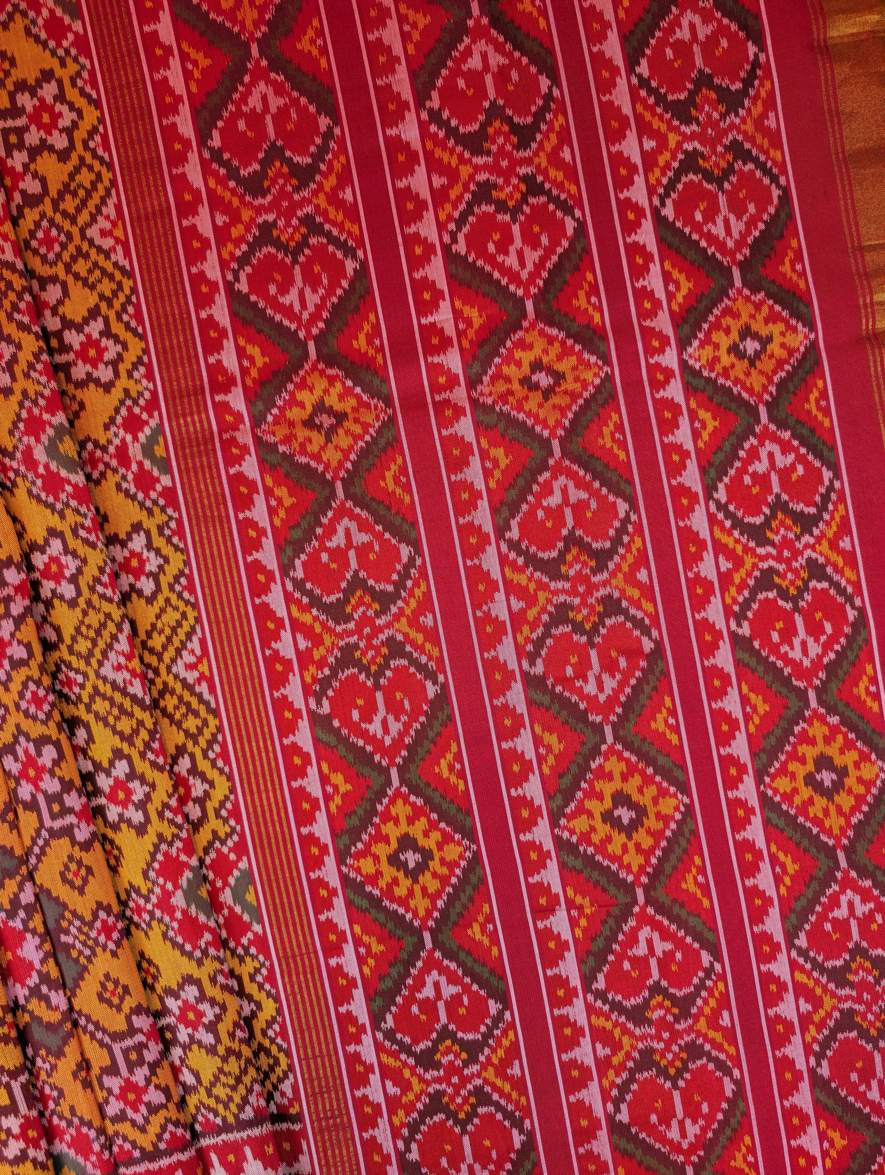 Handloom Patola Pure Silk Saree X Golden Mustard Yellow