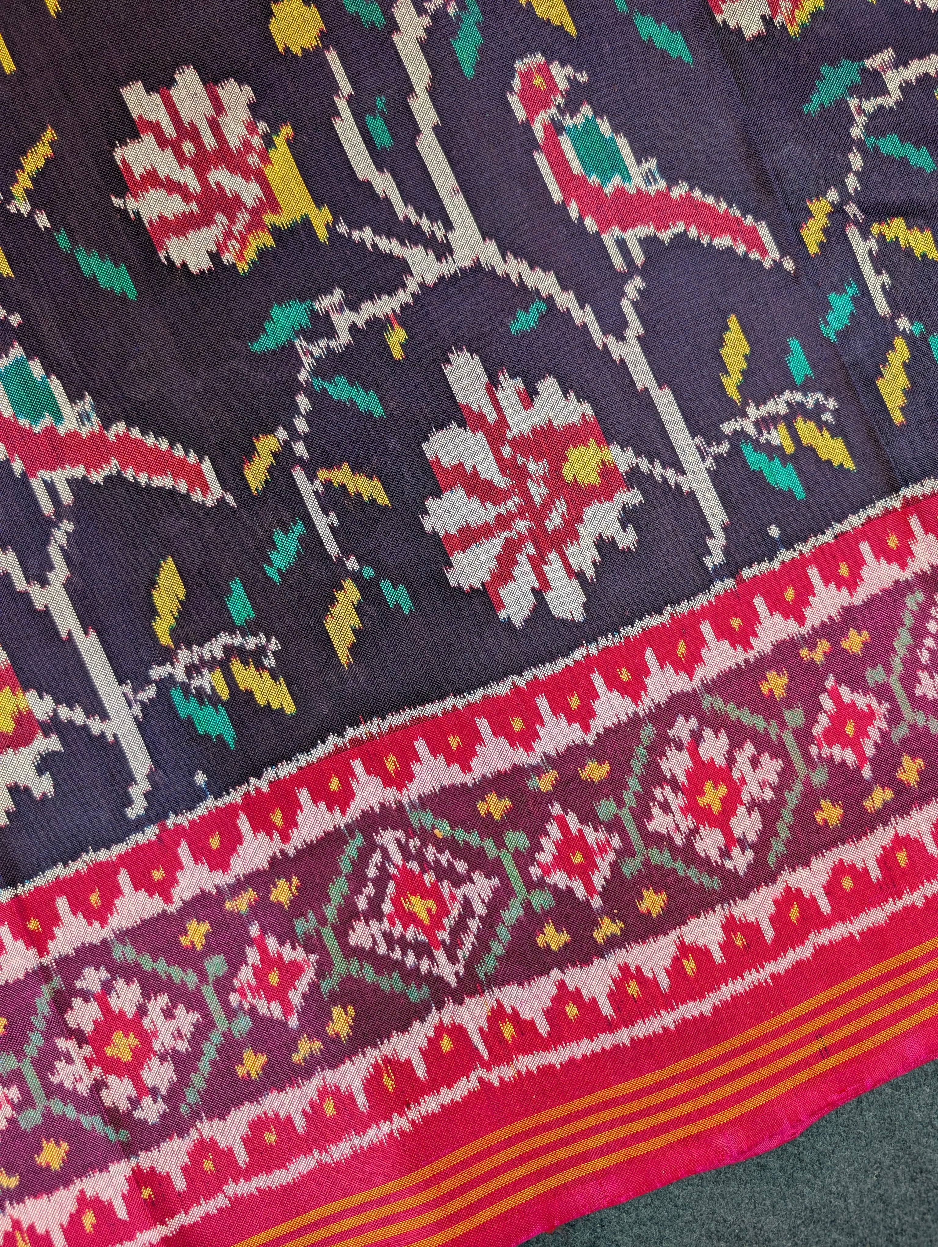 Handloom Patola Pure Silk Saree X Deep Indigo Purple